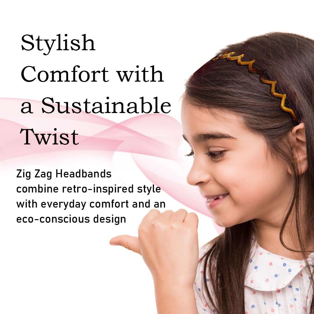 KALIYOTO Zig Zag Headbands, Recycled Plastic Wavy Hair Band with Teeth, Headbands for Women and Men, Classic 90s Hair Accessories, (1 Black Color+1 Brown) - Image 3