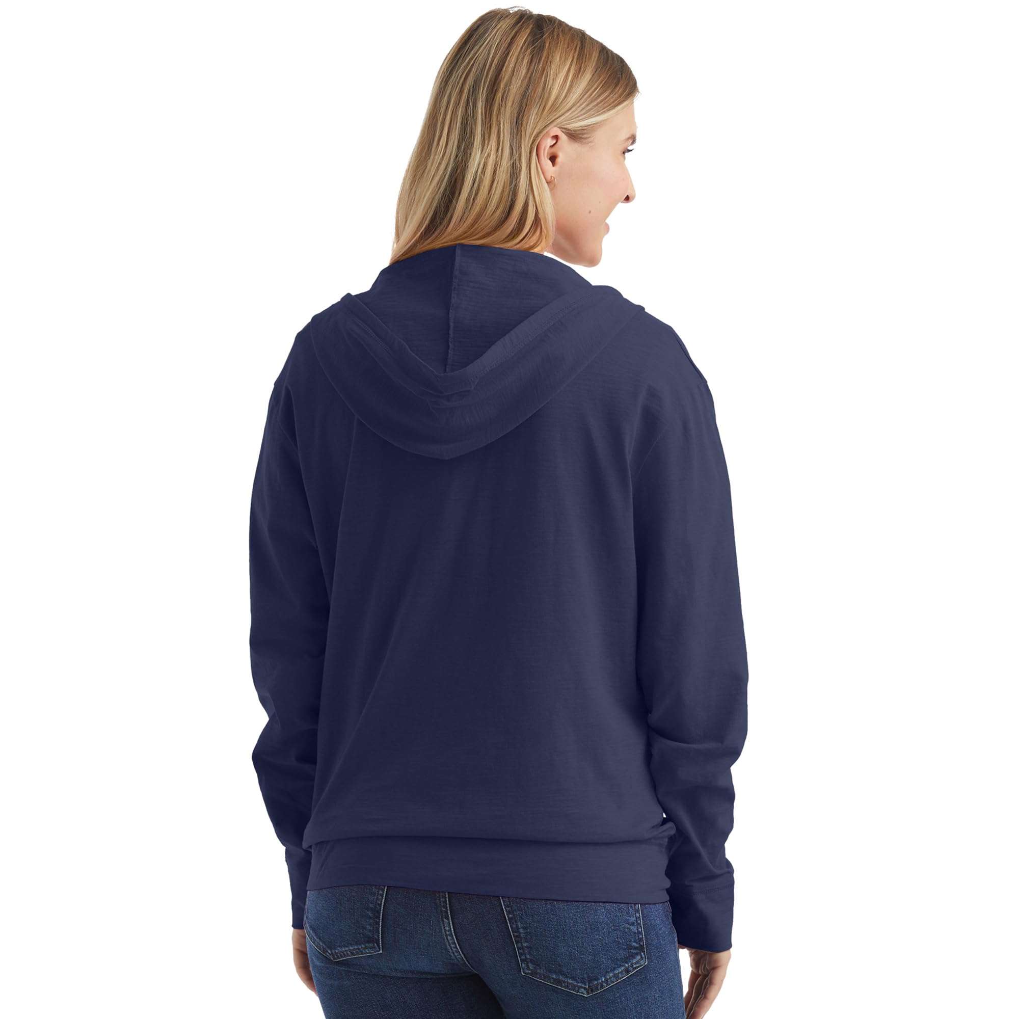 Hanes Women’s Slub Knit Full-Zip Hoodie, Textured Cotton Zip-Up T-Shirt Hoodie for Women - Image 2