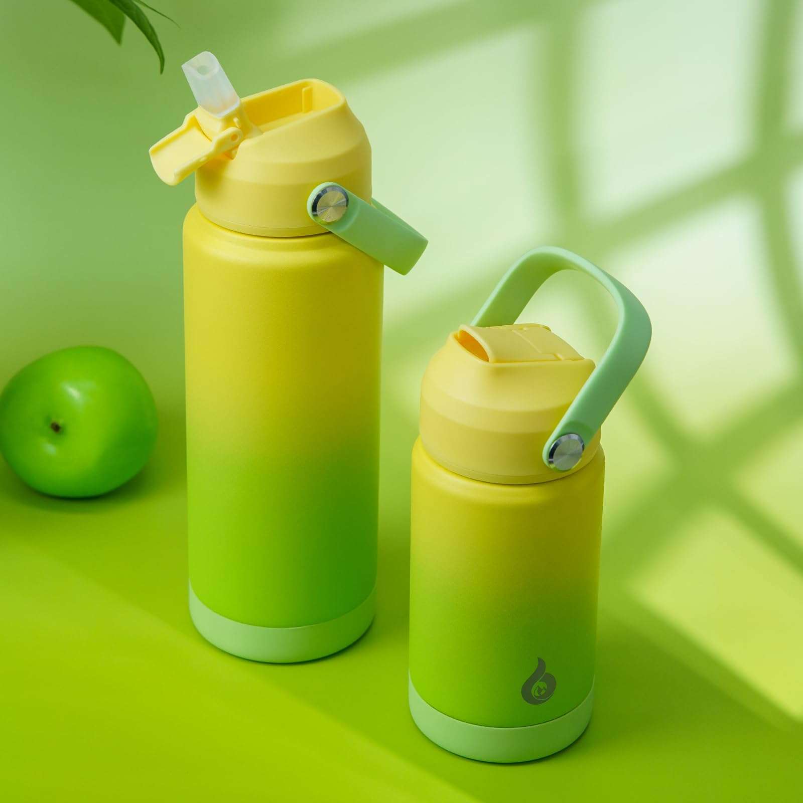 BJPKPK Water Bottle with Straw Lid, 24oz Vacuum Insulated Water Bottles, Metal Stainless Steel Thermo for Sports, Travel, BPA Free Leak Proof Thermo, Cups, Flasks, Tumblers,Fresh Green - Image 2