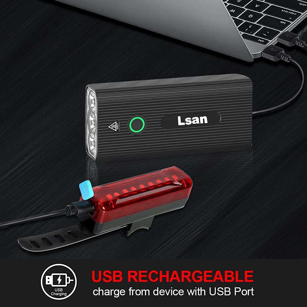 Super Bright Bike Lights for Night Riding,Bike Lights Front and Back,3 LED USB Rechargeable Bicycle Light,Bike Headlight with Power Bank Function,IPX5 Waterproof,3+5 Light Modes - Image 3