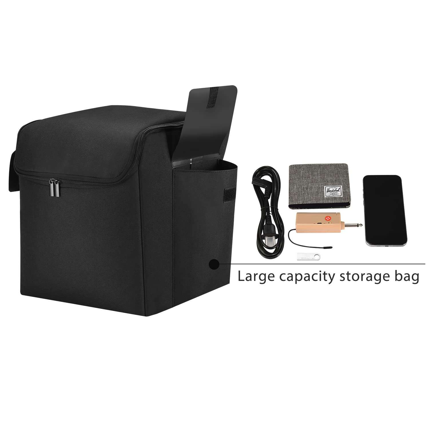 Rummyluck Case for JBL Partybox Encore Essential, Tote Bag for JBL Partybox Encore Essential,Portable Carrying Cover Handbag With Microphone Tablet Cable Storage Pockets - Image 5