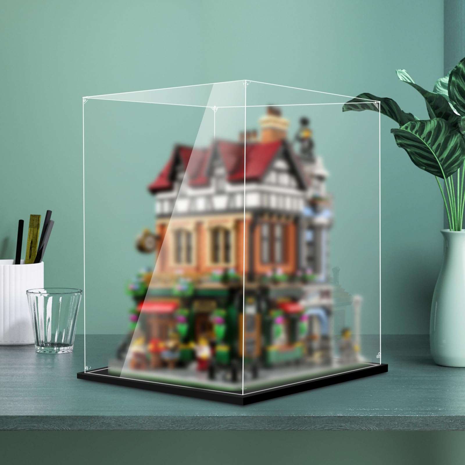 LILIKAKA Display Case for Lego 10350 Tudor Corner, 21349 Tuxedo Cat or 21326 Winnie The Pooh, 11.41x10.62x13.77inches (29x27x35cm). - Image 2