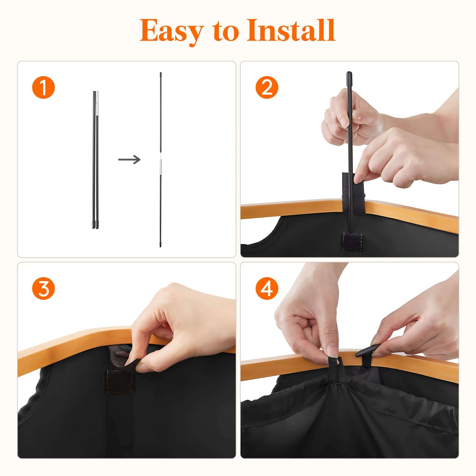 Lifewit 100L Laundry Basket with Lid, Clothes Hampers for Laundry with Bamboo Handles and A Removable Bag, Large Foldable Laundry Hamper for Bedroom, Bathroom, Dorm, Laundry Room, Black - Image 5
