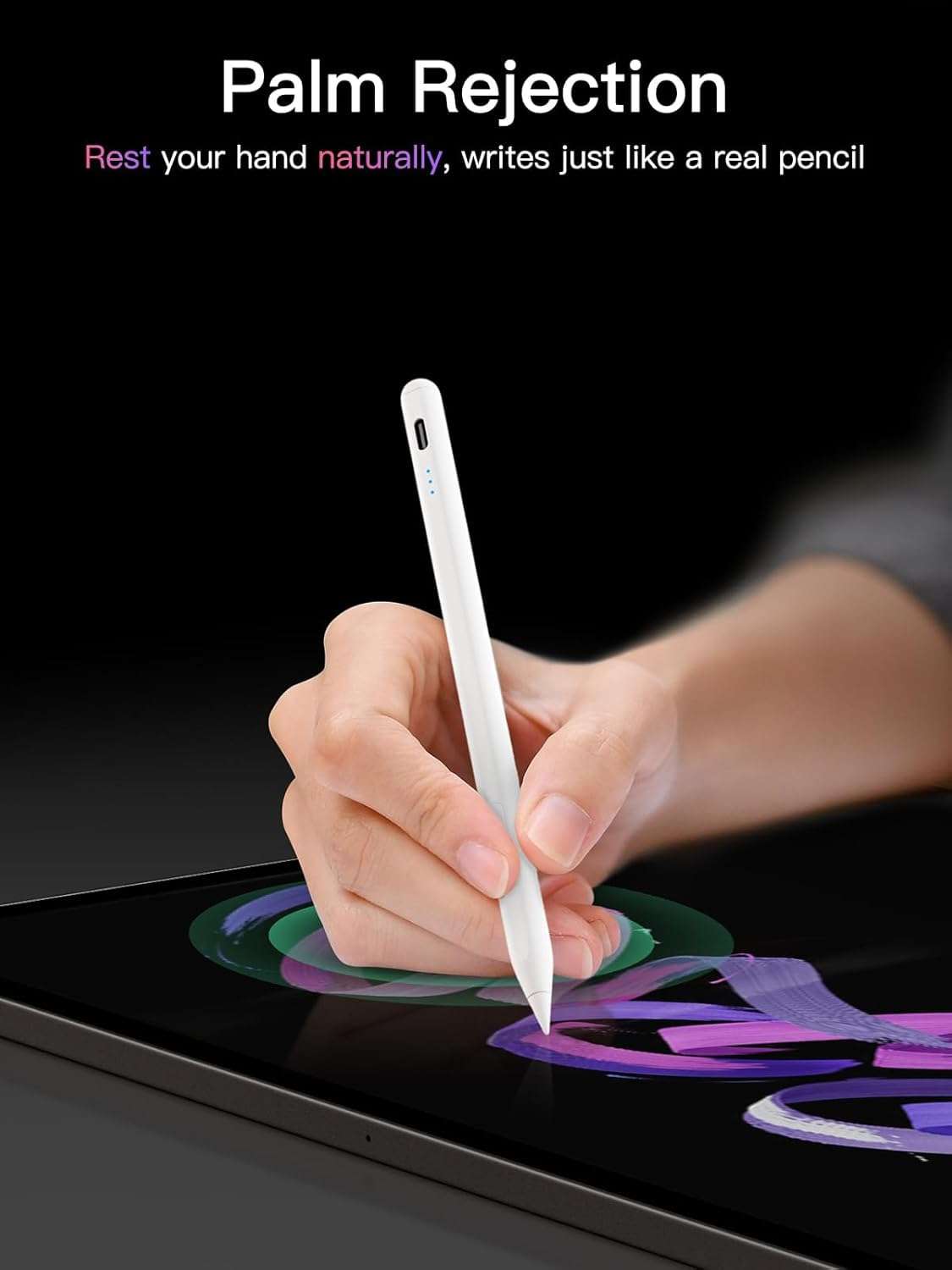 Stylus Pen for ipad 2018-2025, USB-C Fast Charging Pencil, Pixel-Perfect Tilt Sensitivity for iPad 11/10/9/8/7/6/A16, iPad Mini 7/6/5, iPad Air M3/M2 11"/13"/5/4/3, iPad Pro M4 13"/12.9″/11″ - Image 7