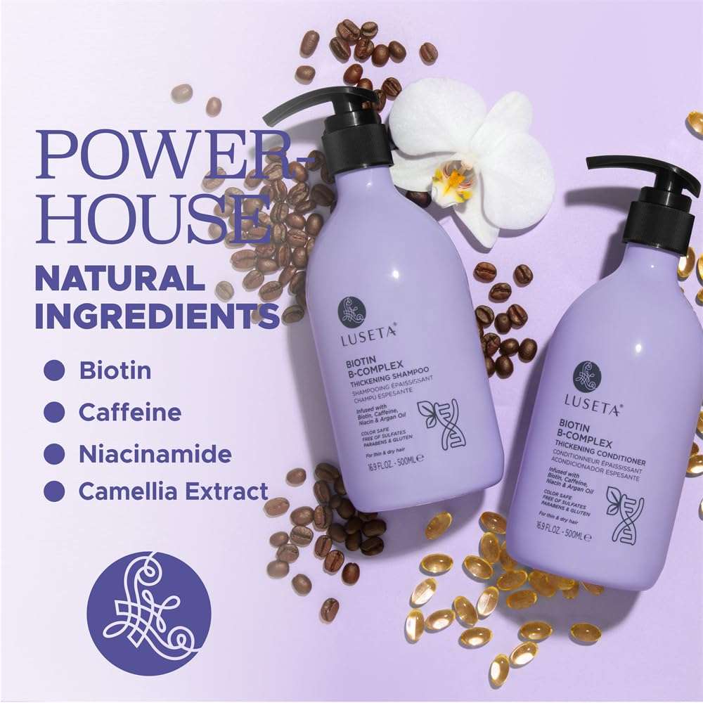 Luseta B-Complex Shampoo & Conditioner Set for Hair Strengthening, Routine shampoo and Conditioner for Women, Biotin Shampoo for Thinning Hair for Women and Men All Types 2 x 16.9oz - Image 4