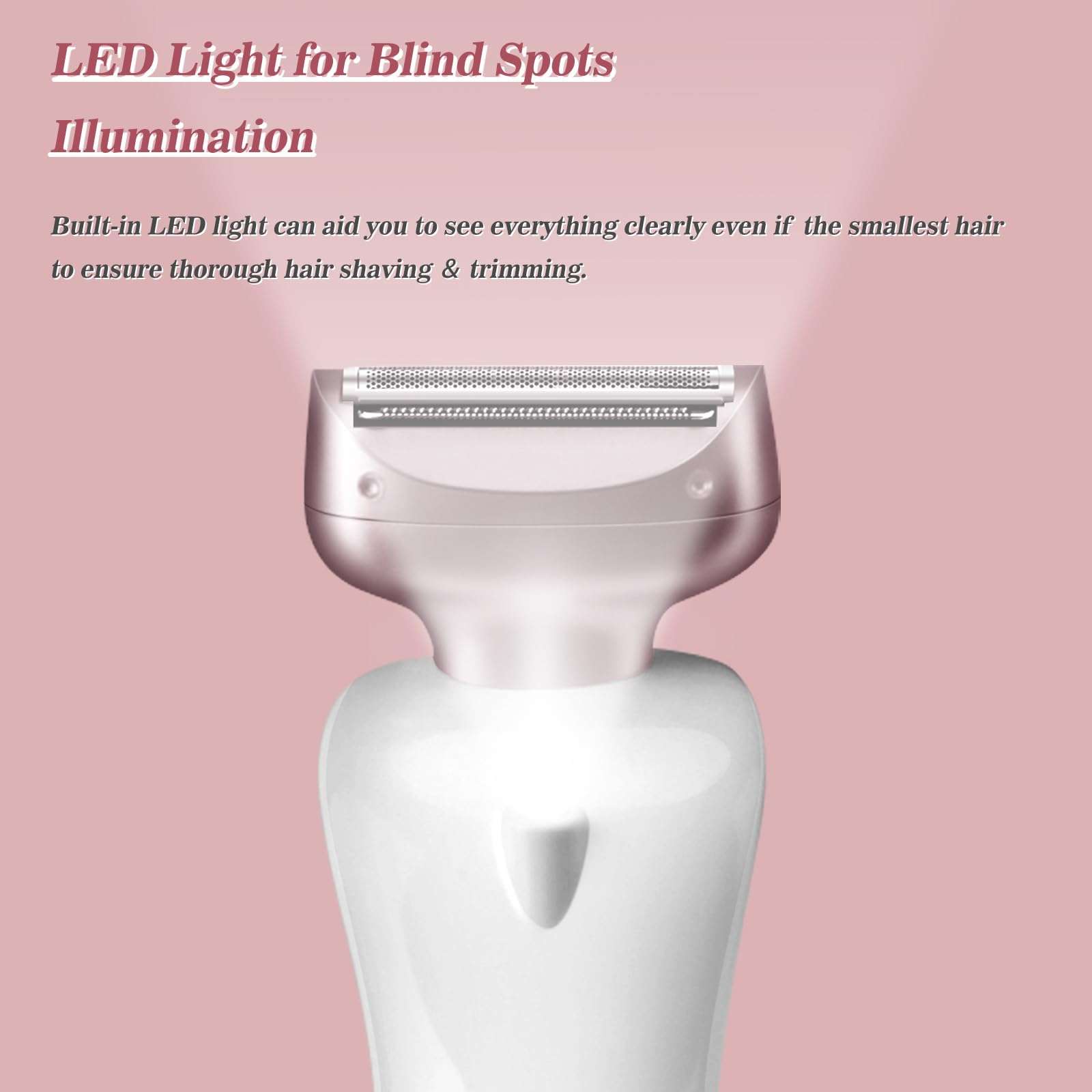 Electric Shaver for Women for Legs Bikini Trimmer Electric Razors for Women Underarm Public Hairs Rechargeable Womens Shaver Wet Dry Use Painless Cordless with Detachable Head (Pink) - Image 4