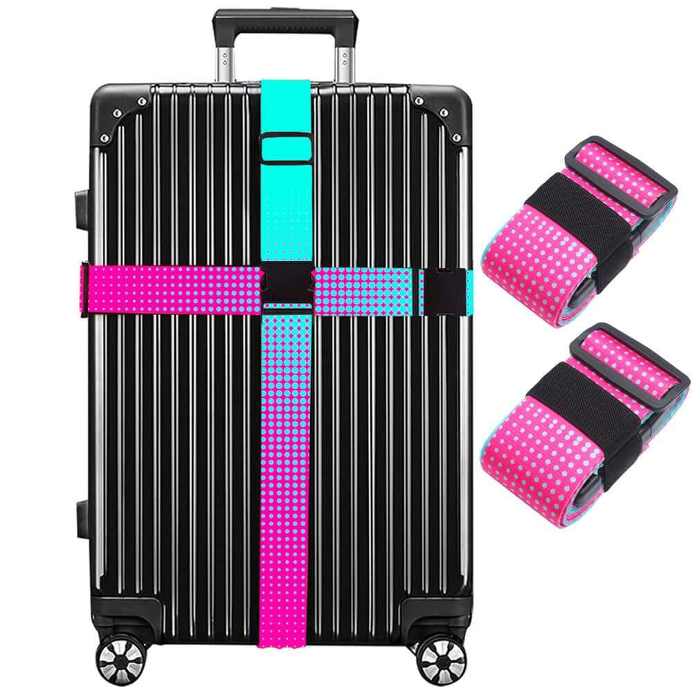 XioioiX Luggage Straps for Suitcases TSA Approved Easy Pack Organized Suitcase Strap, Luggage Strap, Luggage Belt Strap, Bag Straps for Luggage. Buckle Straps Travel Accessories (Gradient Dot) - Image 1
