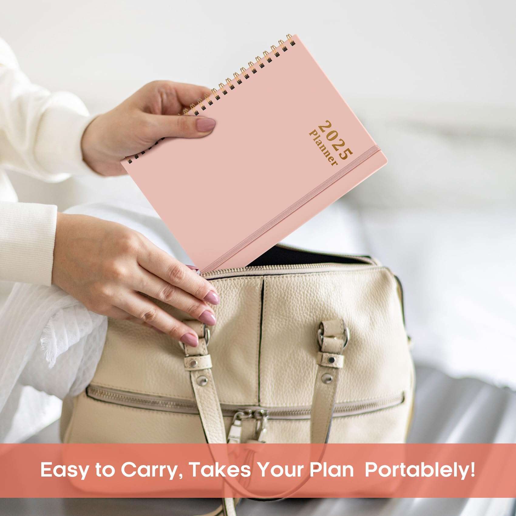 2025 Planner - Weekly and Monthly Planner Spiral Bound, January 2025 - December 2025, Hardcover 2025 Calendar Planner Book with Tabs, Inner Pocket, Perfect for Office Home School Supplies - A5 (6.3" x 8.5"), Pink - Image 7