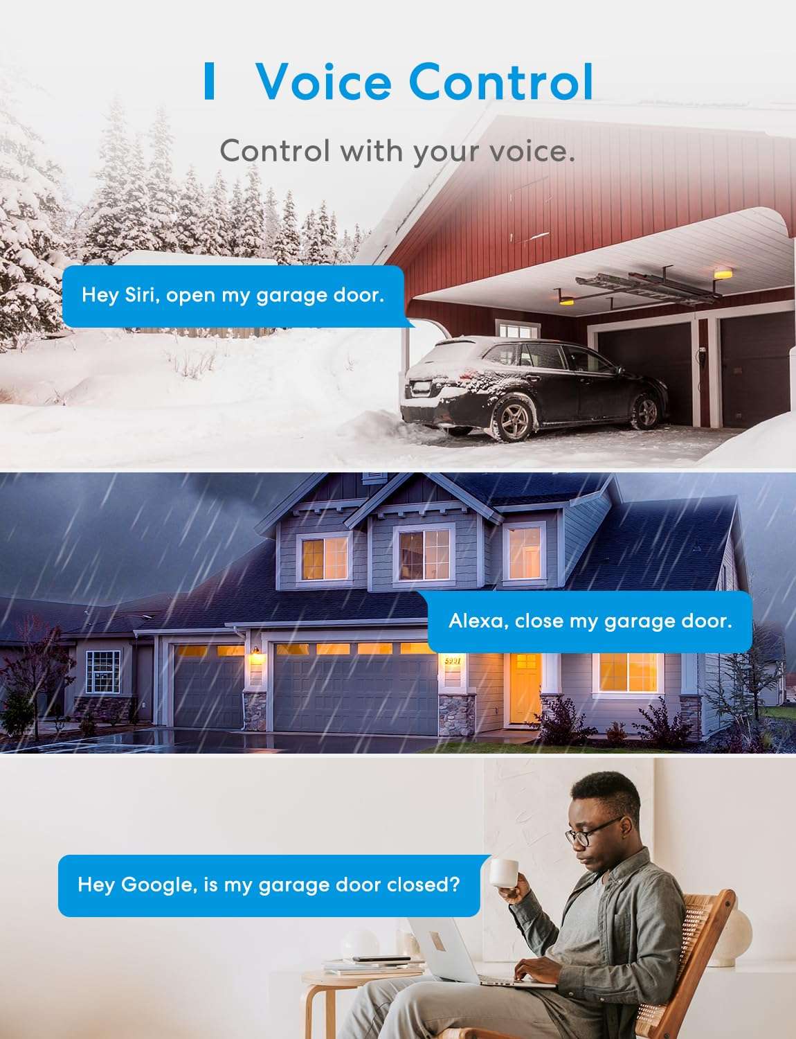 meross Smart Garage Door Opener Remote, Compatible with Apple HomeKit, Amazon Alexa, Google Assistant, CarPlay and SmartThings, No Hub Required - Image 3