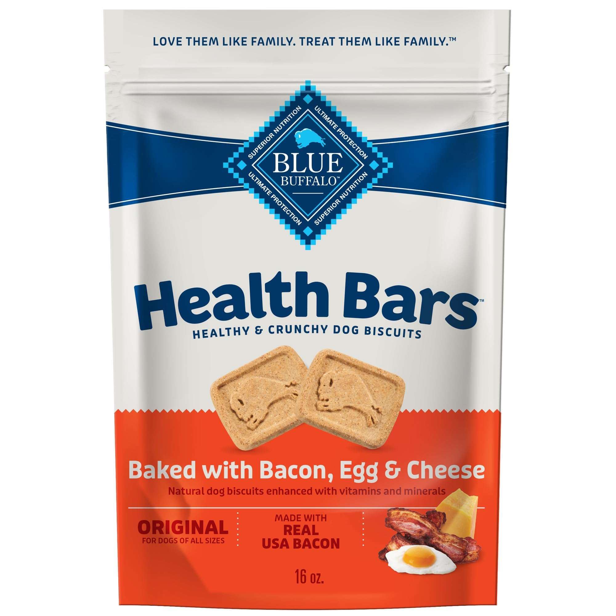 Blue Buffalo Health Bars Crunchy Dog Biscuits, Oven-Baked With Natural Ingredients, Bacon, Egg & Cheese , 16-oz Bag - Image 1
