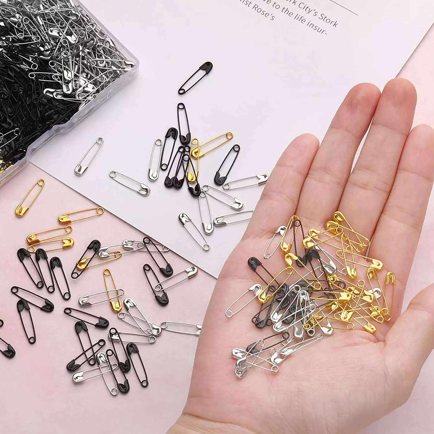 600 Pcs Safety Pins Assorted, 4 Sizes Large and Small Safety Pins for Clothes,Black Gold Silver Safety Pin Rust Resistant for Art,Crafts, Sewing and Jewelry Making - Image 2
