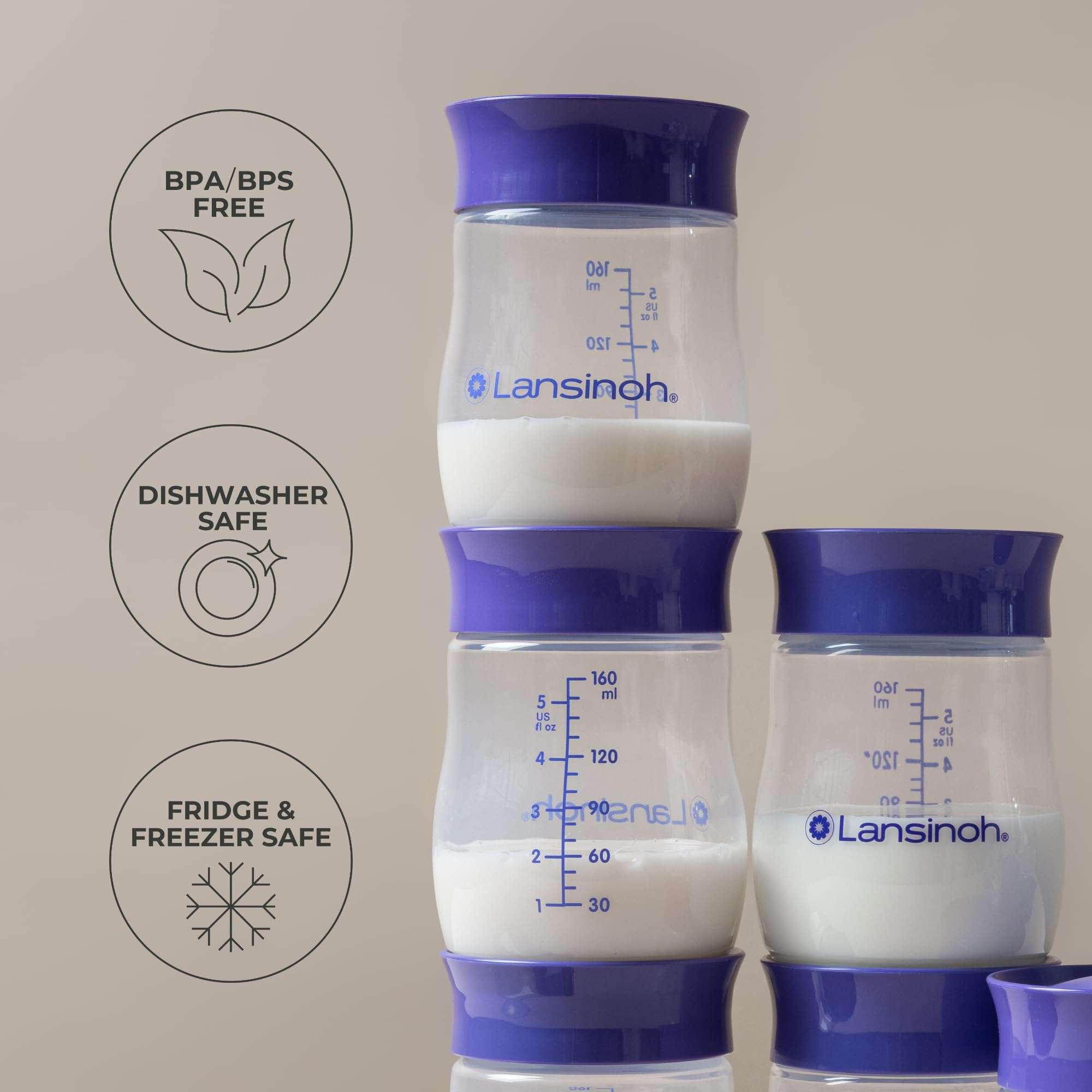 Lansinoh Breastmilk Storage Bottles | 4-Pack 5oz BPA & BPS-Free | Pump-to-Storage Feeding Bottles | Compatible with Lansinoh Breast Pumps and Nipples - Image 6