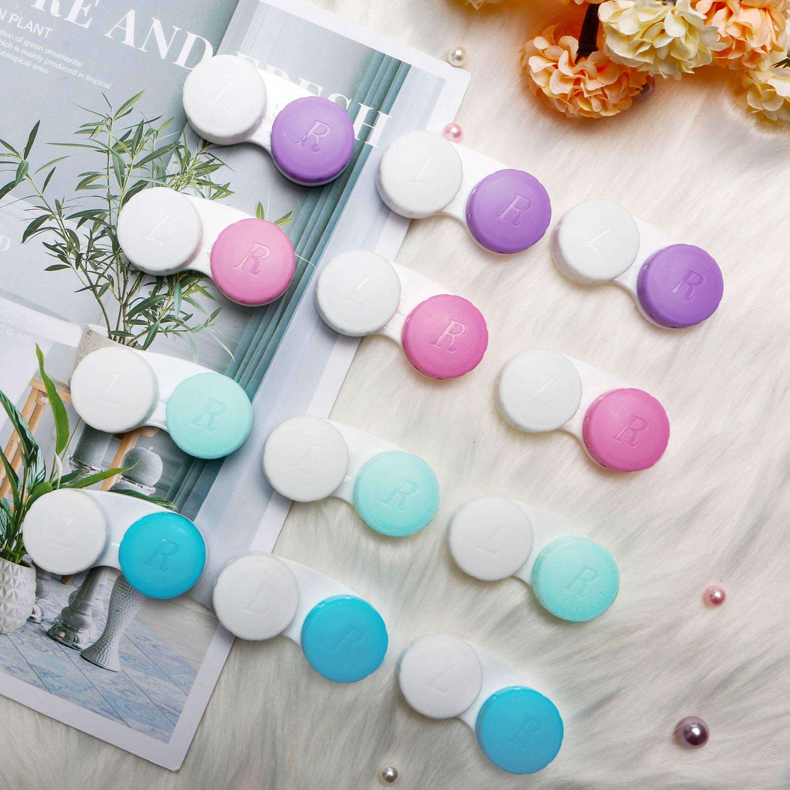 QVVQ 12PCS Contact Lens Case, Colorful Contact Lens Box Left/Right Eyes Holder Container, Outdoor Mini Contact Lens Soak Storage Kit for Travel&Home. - Image 7