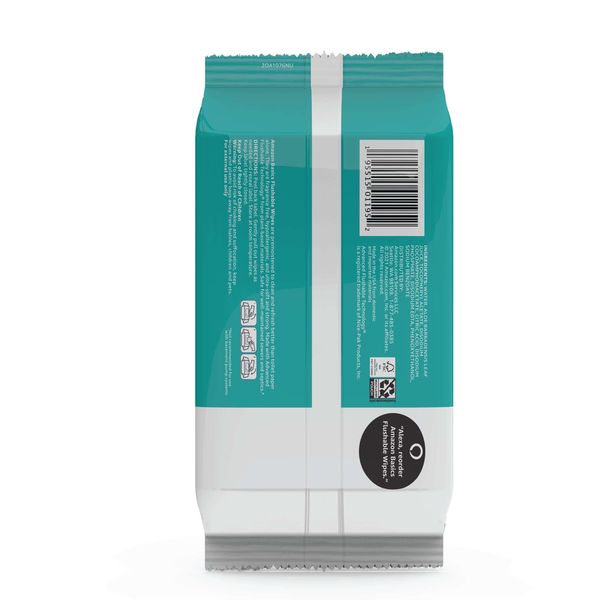 Amazon Basics Adult Wet Wipes Flushable Fragrance Free, 126 Count (3 Packs of 42) Packaging May Vary - Image 4