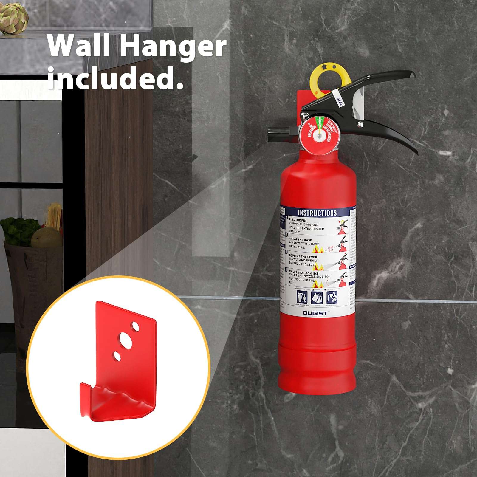 Ougist ABC Fire Extinguisher for Home & Vehicle - 2.5 lb 1-A:10-B:C Rated, Dry Chemical Fire Safety with Quick-Release Handle, Certified for Kitchen/Car/Boat Use-Model FF1KG - Image 5