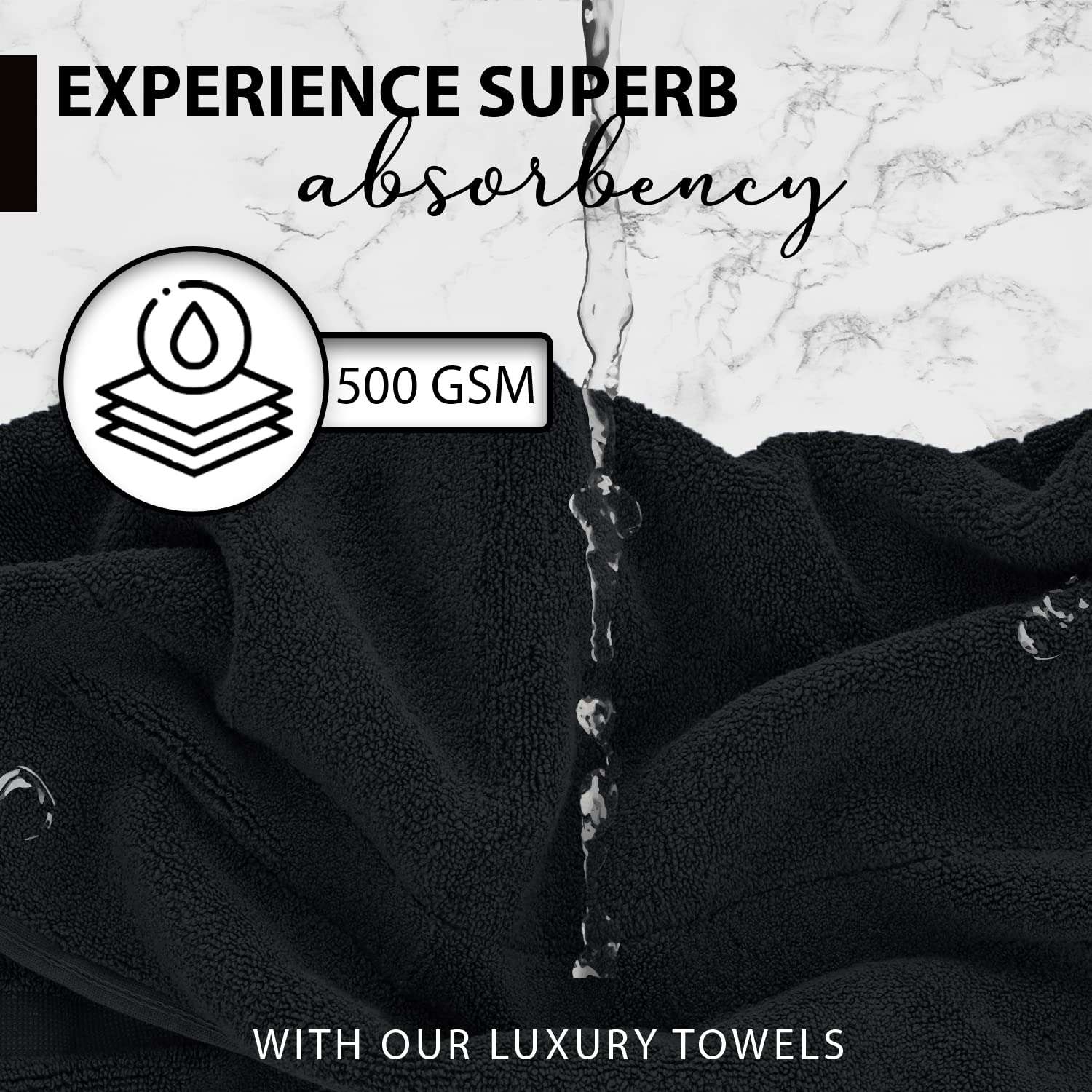 KAHAF COLLECTION 100% Cotton Bath Towels, 24x48 Pack of 6 Towels, Quick Dry, Highly Absorbent, Soft Feel Towel, Gym, Spa, Bathroom, Shower, Pool, Luxury Soft Towels (Grey, 24x48-6 Pack) - Image 3