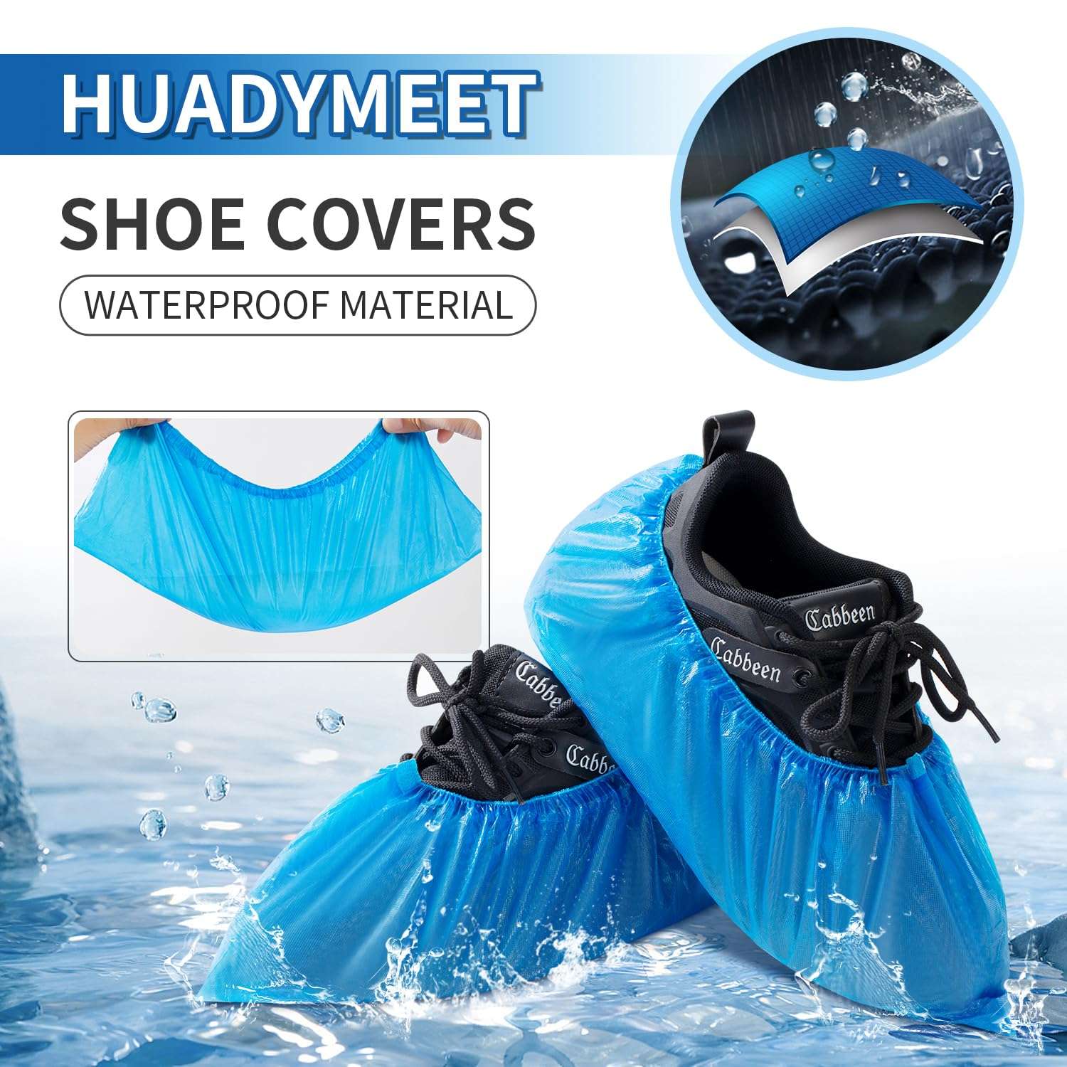 HUADYMEET Shoe Covers 200 Pack(100 Pairs) Large Shoe Covers Disposable Shoe Boot Covers Waterproof Shoes Protectors Covers Durable Boot&Shoes Covers for Indoors,One Size Fits All, 600g/Bag - Image 5
