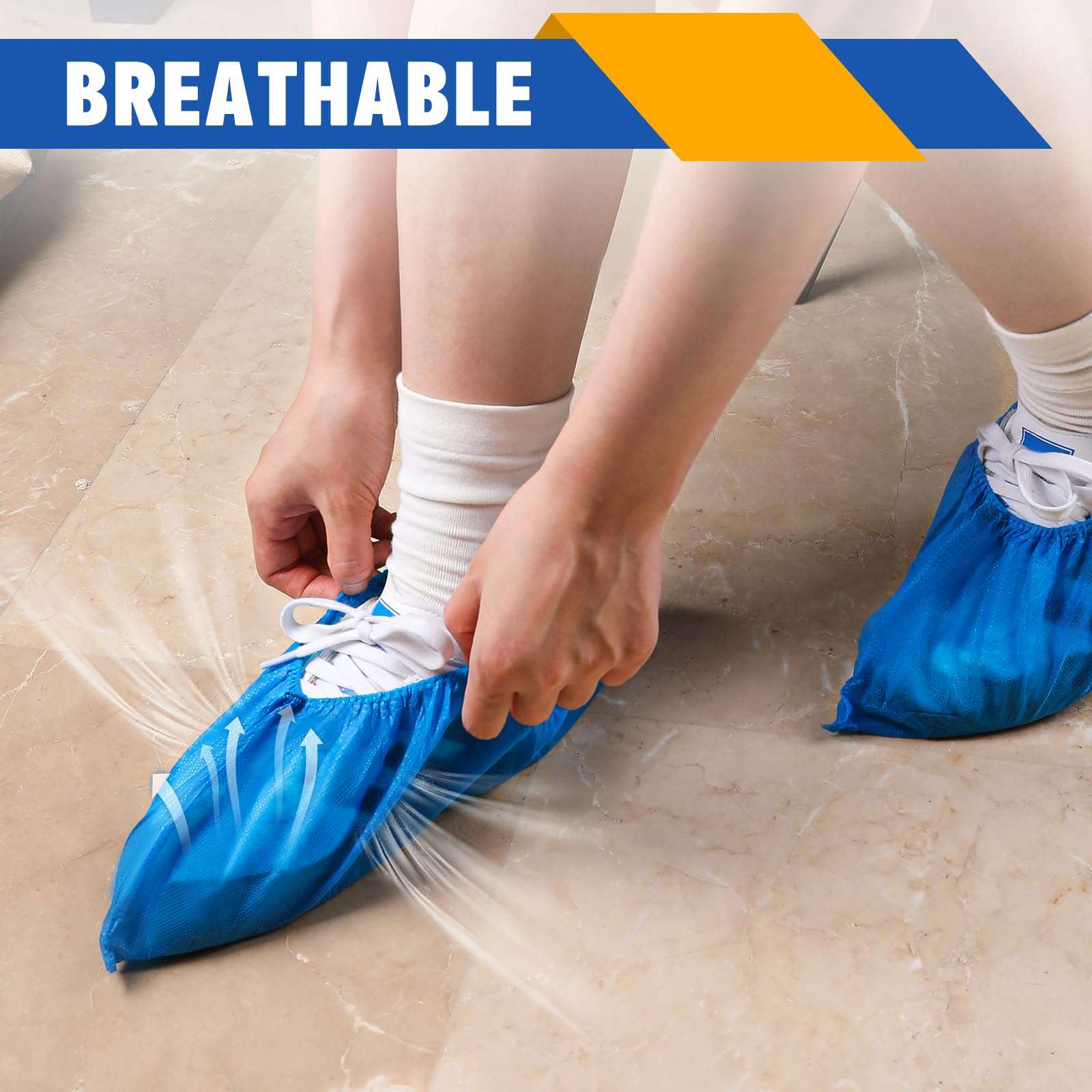 120 Pack(60 Pairs) Shoe Covers Disposable, Non-woven Fabric Shoes Covers for Indoor, Blue Durable & Reusable Disposable Boot & Shoe Covers, Larger Size Fits Various Shoes - Image 5