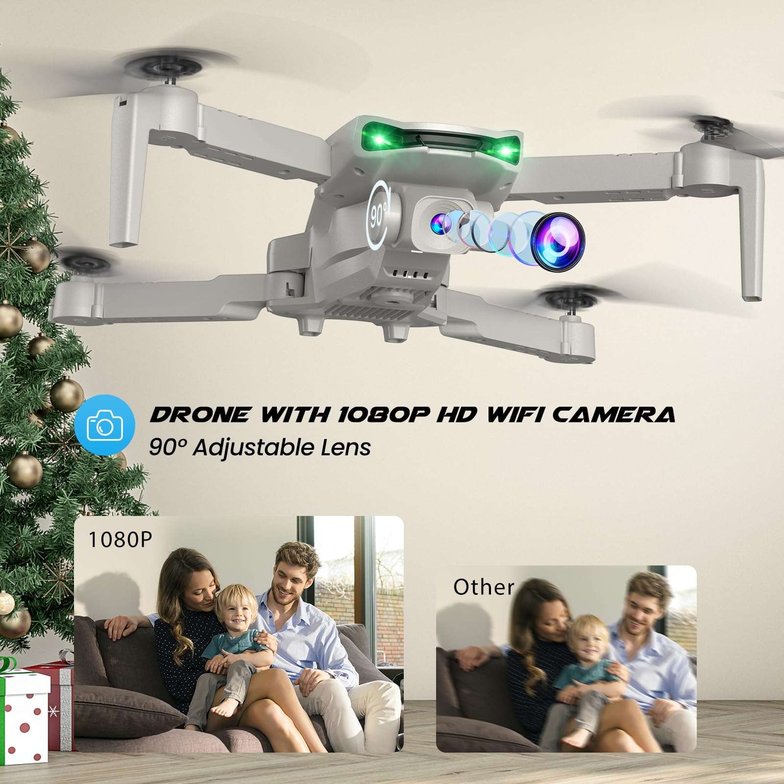 SIMREX Drone With Camera 1080P for Kids And Adults, RC Quadcopter with Altitude Hold, Mini Drone With One Key Start, Waypoint Fly, Headless Mode, 3D Flip, 3 Speeds, Remote Control Drone for Beginners - Image 2