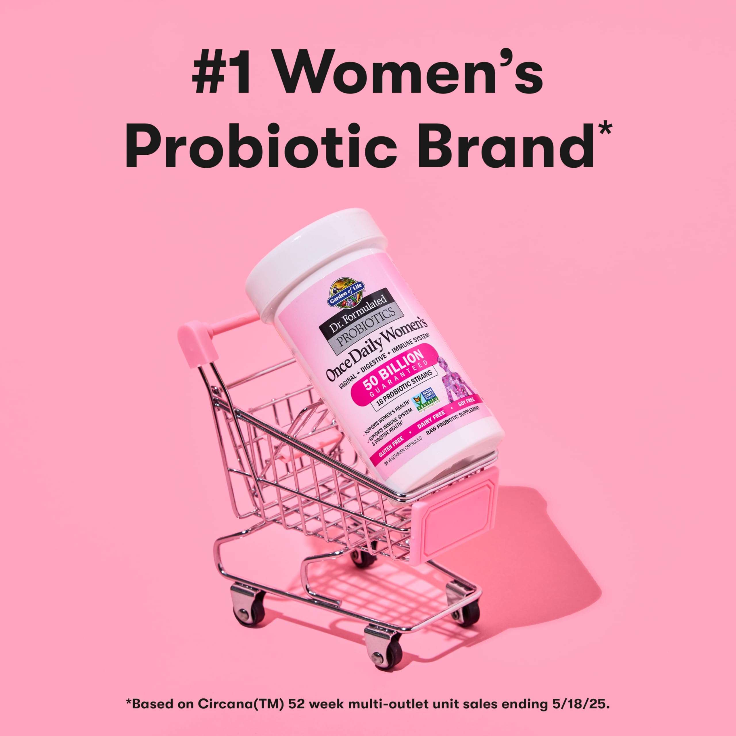 Garden of Life Once Daily Dr. Formulated Probiotics for Women 50 Billion CFU 16 Probiotic Strains with Organic Prebiotics for Digestive, Vaginal & Immune Health, Dairy Free, Shelf Stable 30 Capsules - Image 3