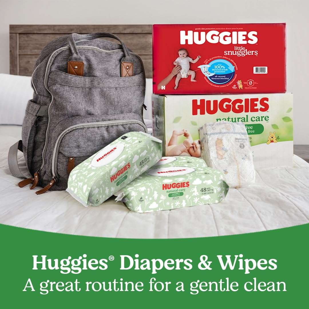 Huggies Natural Care Sensitive Baby Wipes, Unscented, Hypoallergenic, 99% Purified Water, 10 Flip-Top Packs (560 Wipes Total) - Image 10