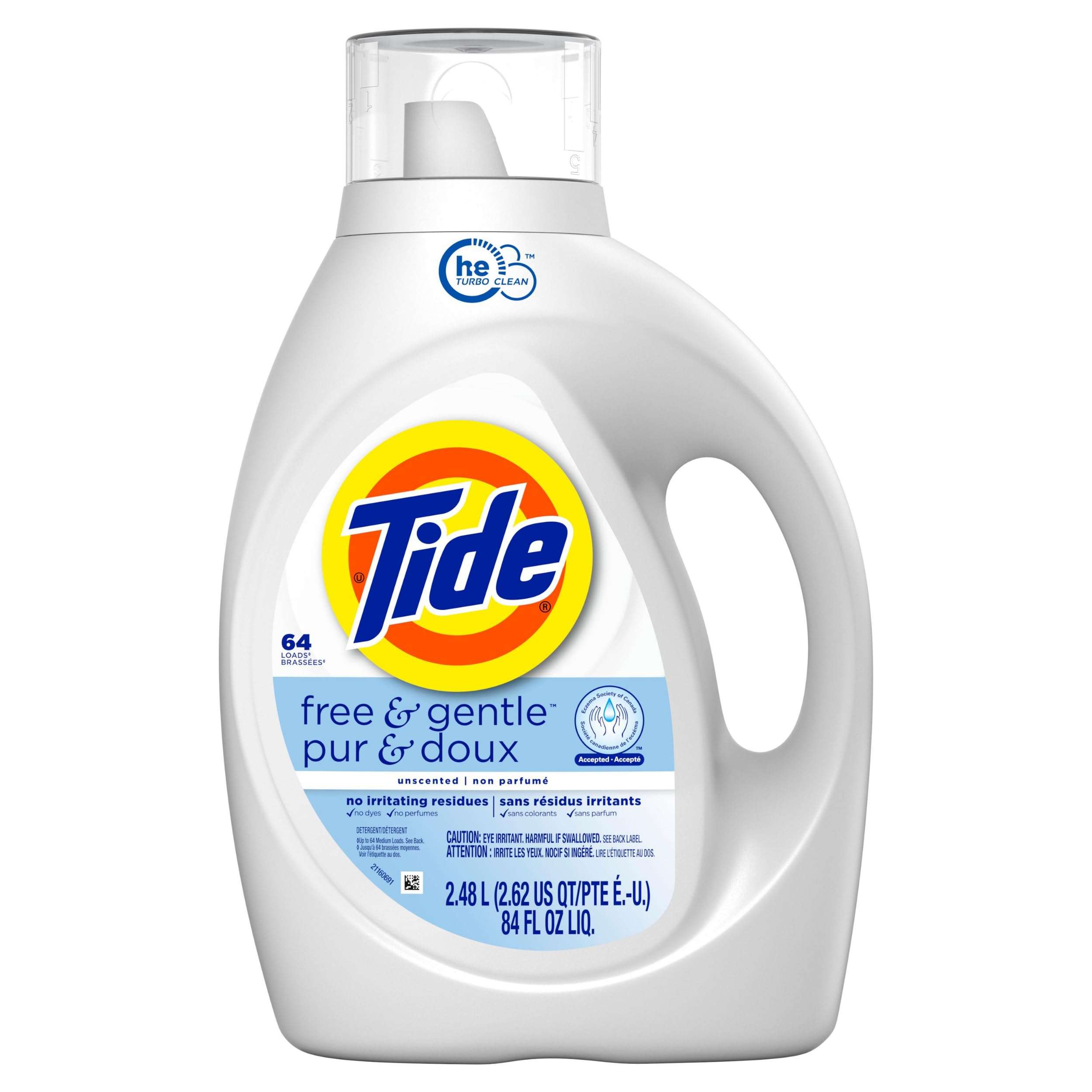 Tide Free & Gentle, Liquid Laundry Detergent Soap, Unscented, Hypoallergenic for Sensitive Skin and Free of Dyes, HE Compatible, 64 Loads, 84 fl oz - Image 11