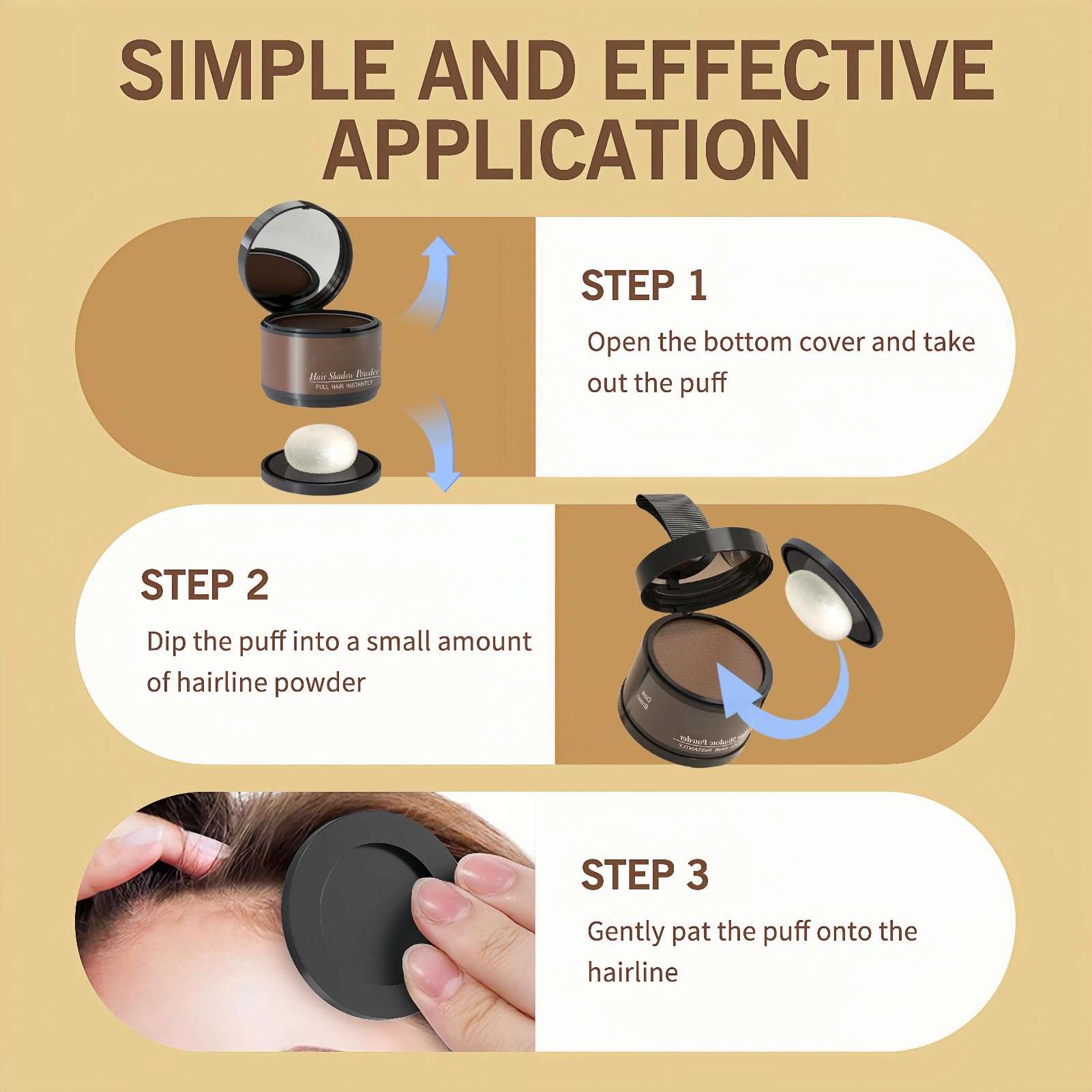 gowwim Hairline Powder(Dark Brown) Hair Root Dye, Instantly Hair Color Shadow Cover Gray Hair Root, Hair Touch-Up, Thin Hair Powder 4 g - Image 6