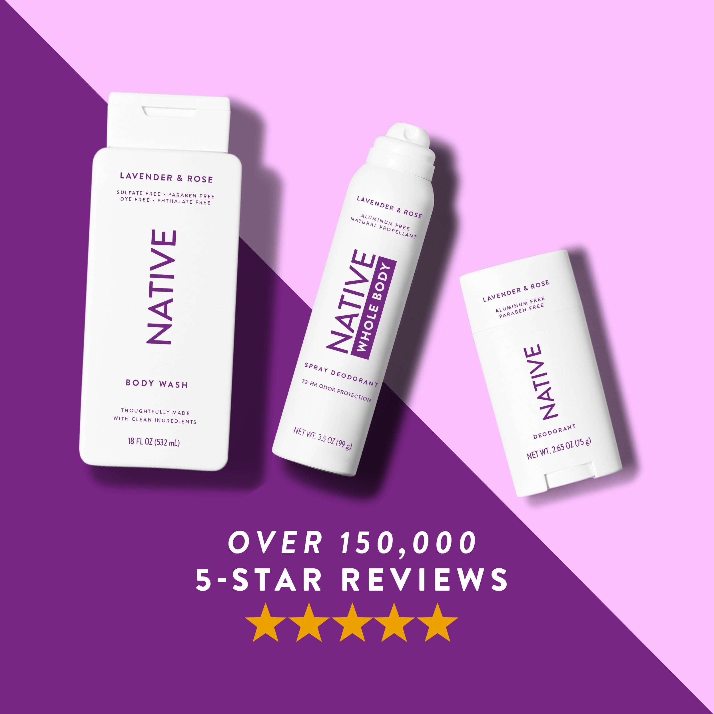 Native Aluminum-Free Clean Deodorant with Natural Derived Ingredients, 72HR odor control | Deodorant for Women and Men, With Baking Soda, Coconut Oil, Shea Butter | Lavender & Rose - Image 6