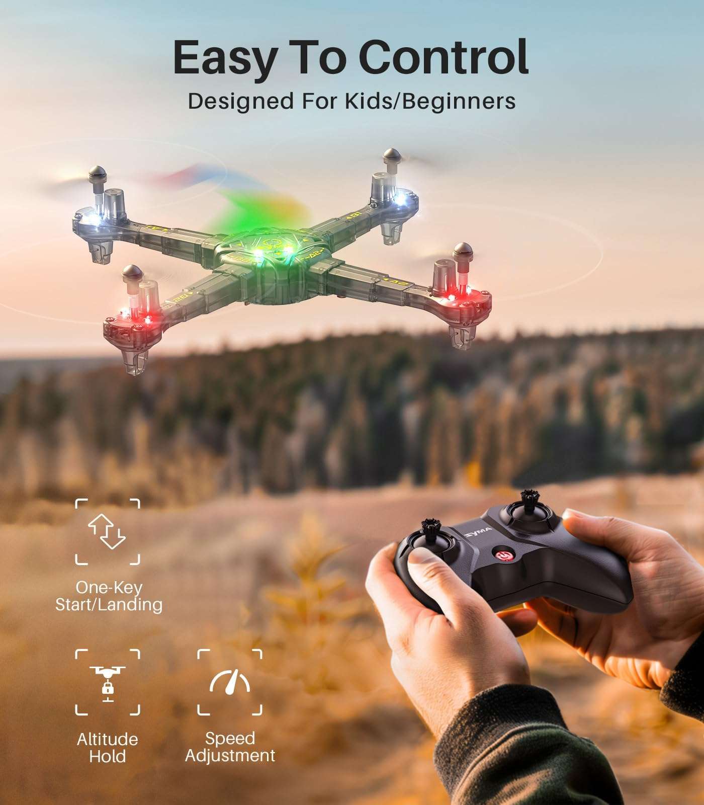 Drones for Kids, SYMA X440 RC Helicopter Drone with Detachable Arms with 7-Color Light Switching, 16 Stunts, 2 Batteries and Altitude Hold, Remote Control Toys for Boys Girls - Image 6