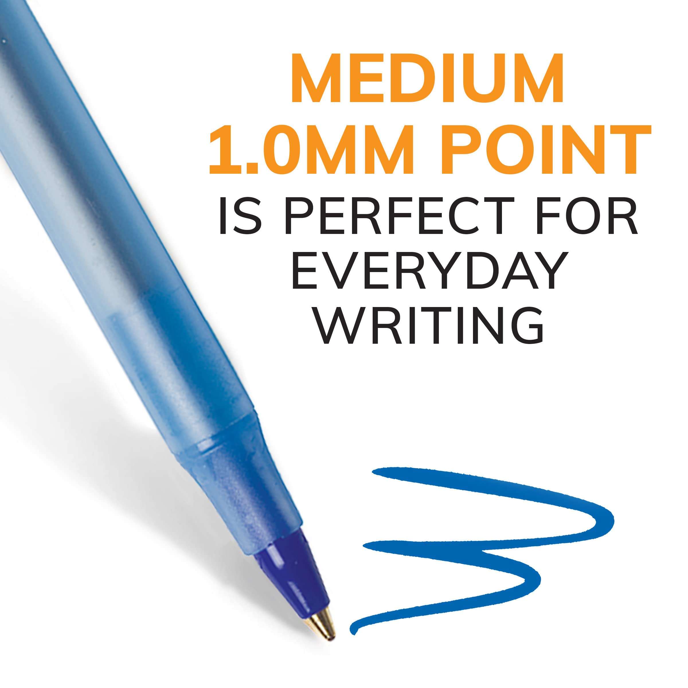 BIC Round Stic Xtra Life Blue Ballpoint Pens, Medium Point (1.0mm), 10-Count Pack of Bulk Pens, Flexible Round Barrel for Writing Comfort, No. 1 Selling Ballpoint Pens - Image 2