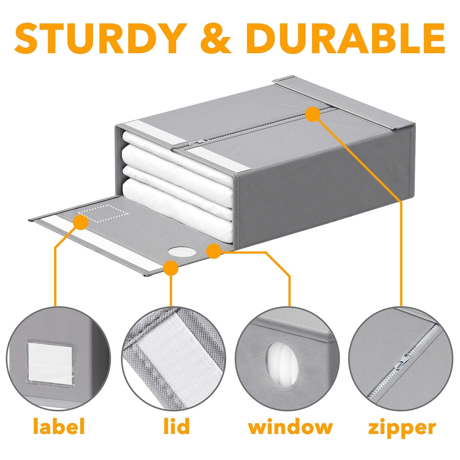 SpaceAid 10 Pack Bed Sheet Organizers and Storage, Foldable Sheet Organizer for Linen Closet, Sheets Set Folder Keeper with Window XL (Queen & King Size) Organizing Bedding Container, Gray - Image 7