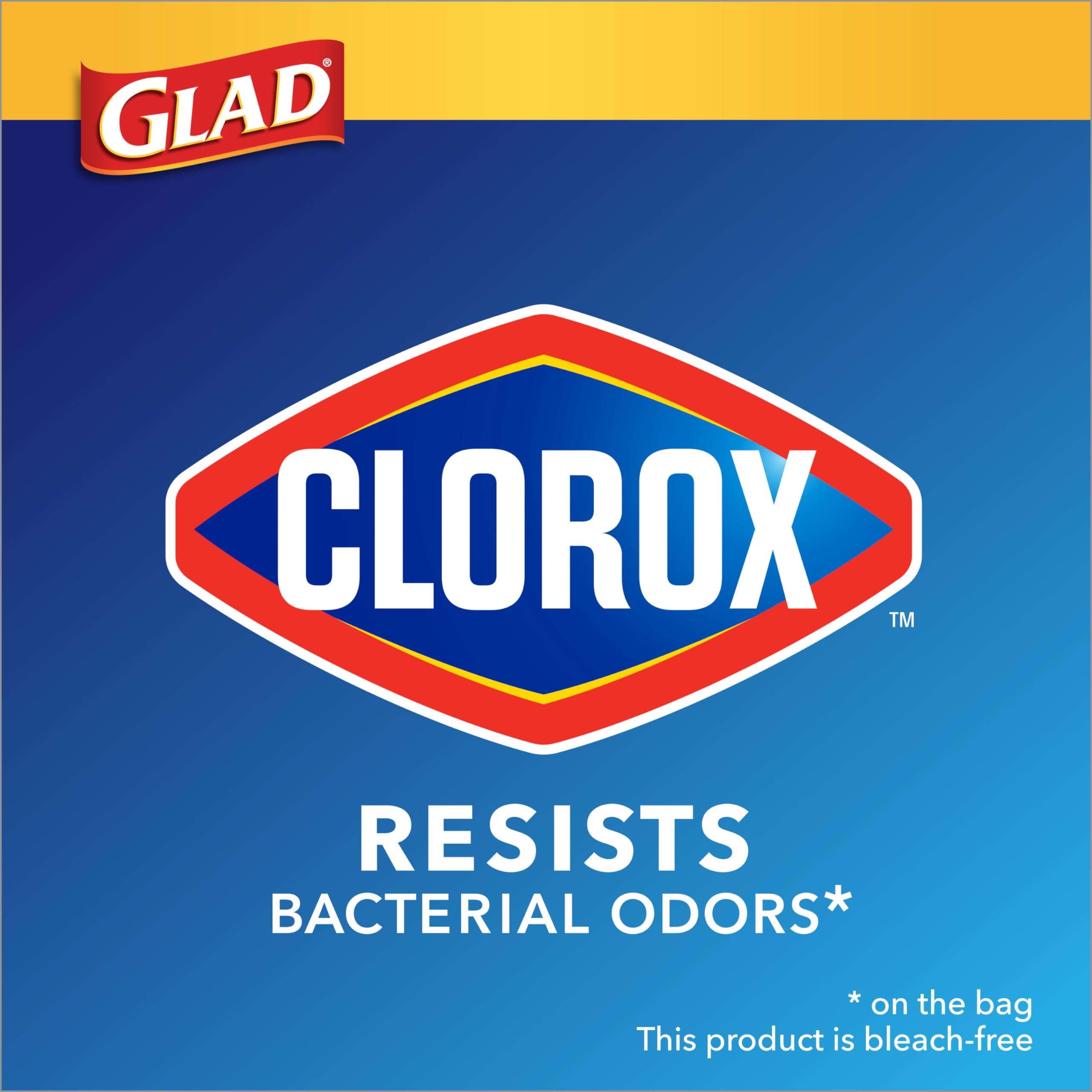 Glad Medium Trash Bags, 8 Gallon, Lemon Fresh Bleach Garbage Bags, Resists Bacterial Odors with Drawstring, 26 Count - Image 2