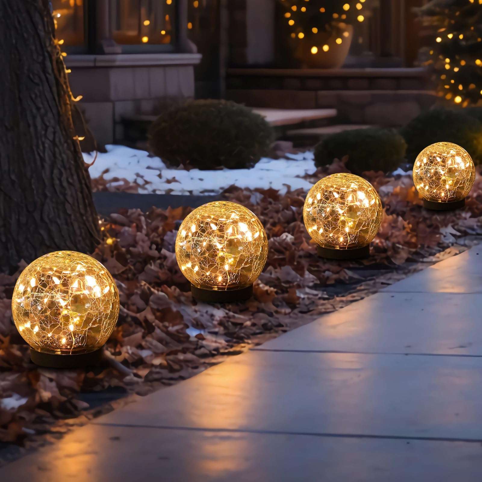 MLKNK Solar Globe Lights Outdoor Waterproof-Solar Balls-Solar Garden Lights-Orbs for Outside 4 Pack Cracked Glass Ball for Lawn Patio Yard Backyard Decorations - Image 1