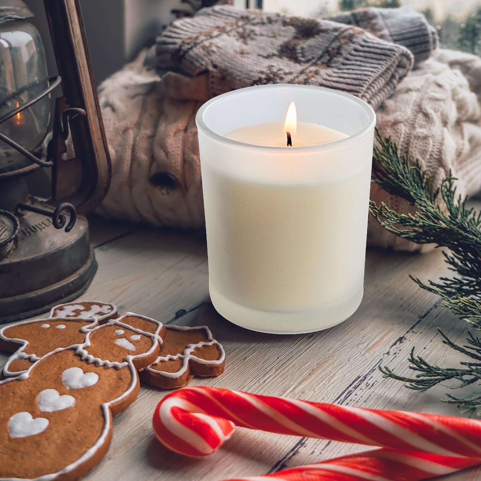 SHOWIN Thick Candle Jars for Making Candles 16 Pcs, 7 OZ Empty Jars with Wood Lids for Candle Making, Sample Container, Frosted White - Image 6