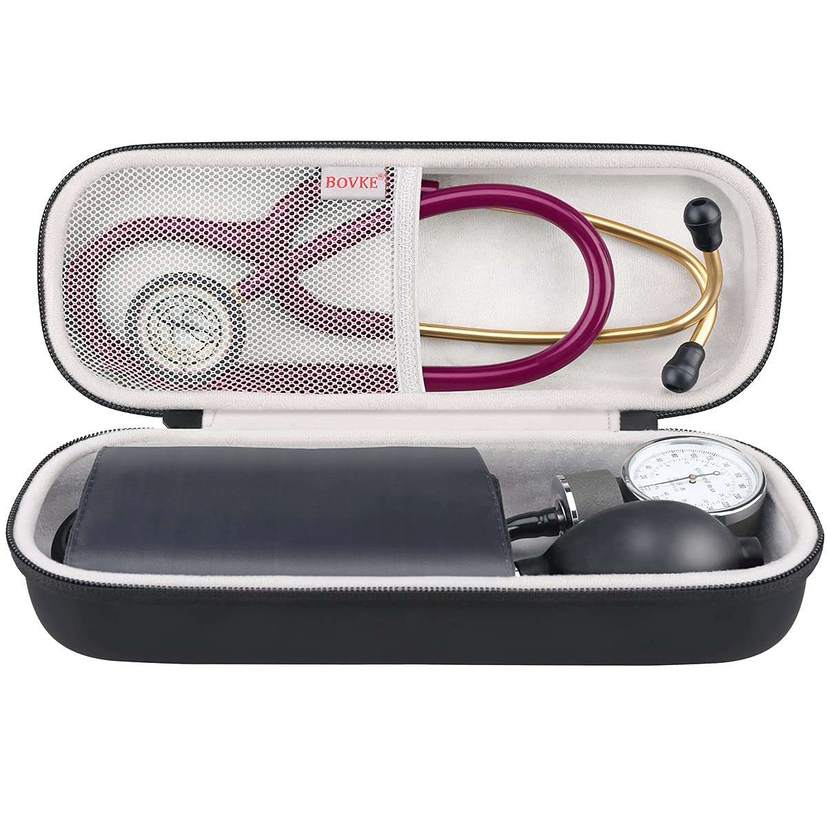 BOVKE Stethoscope Case for 3M Littmann Classic III, Lightweight II S.E, MDF Acoustica Deluxe Stethoscopes - Extra Room for Medical Bandage Scissors EMT Trauma Shear and LED Penlights, Black - Image 7