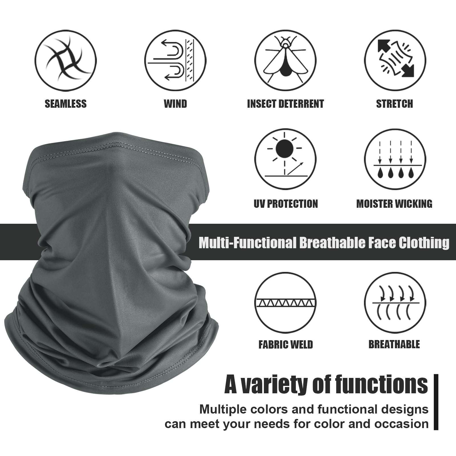 Geyoga 6 Pieces Summer UV Protection Cooling Neck Gaiter Face Clothing Neck Gaiter Mask Scarf Sunscreen Breathable Bandana - Image 2