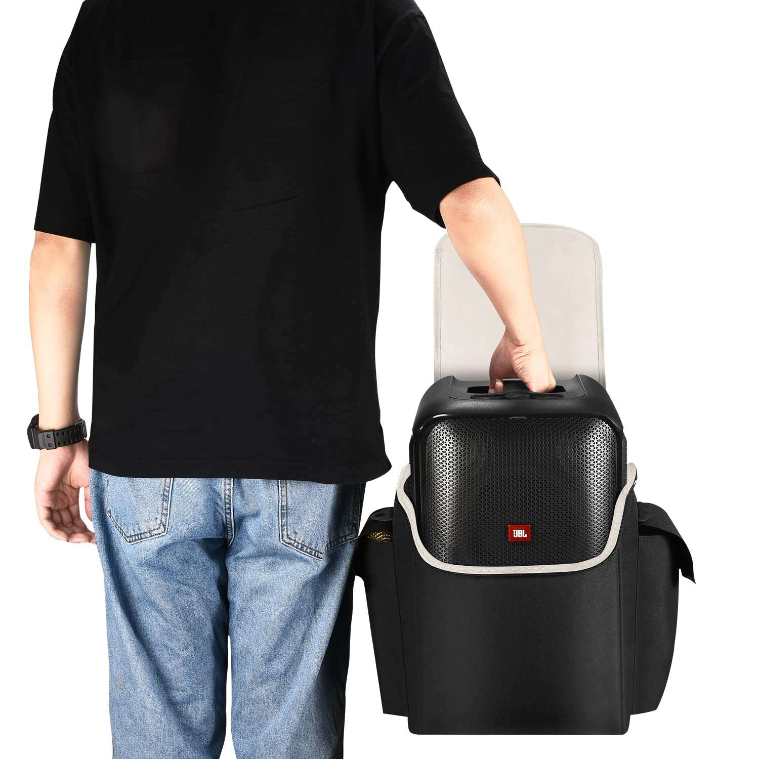 Rummyluck Case for JBL Partybox Encore Essential, Tote Bag for JBL Partybox Encore Essential,Portable Carrying Cover Handbag With Microphone Tablet Cable Storage Pockets - Image 7
