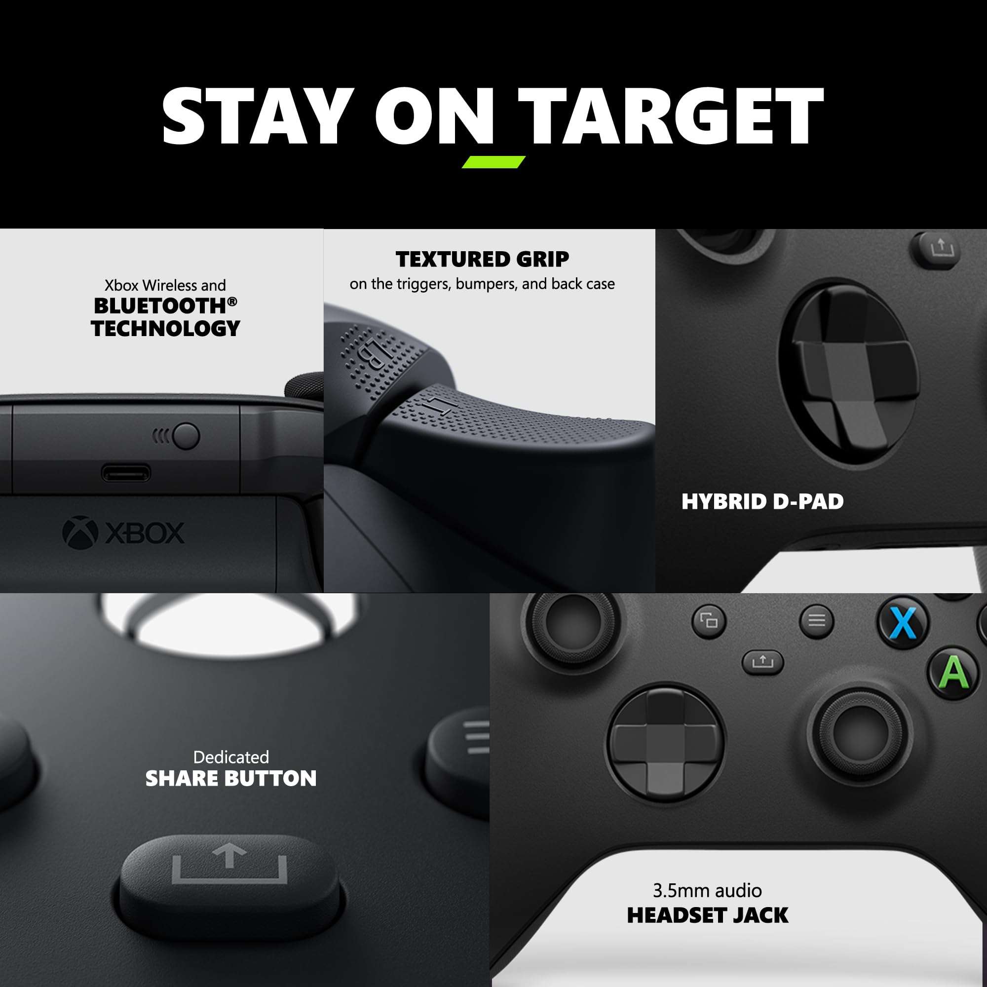 Xbox Core Wireless Gaming Controller – Carbon Black Series X|S, One, Windows PC, Android, and iOS - Image 4