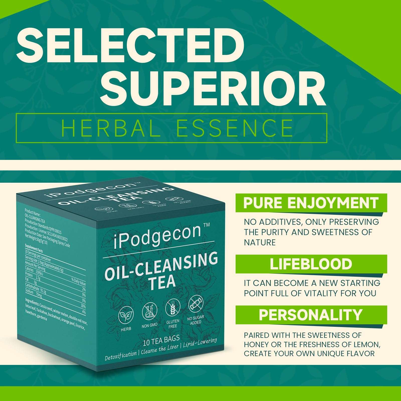 Oil Cleansing Tea for Liver - 10 Herbals with Excellent Formula, Enjoy the Gentle Touch of Mild Herbs Oil Reducing Tea (2) - Image 4