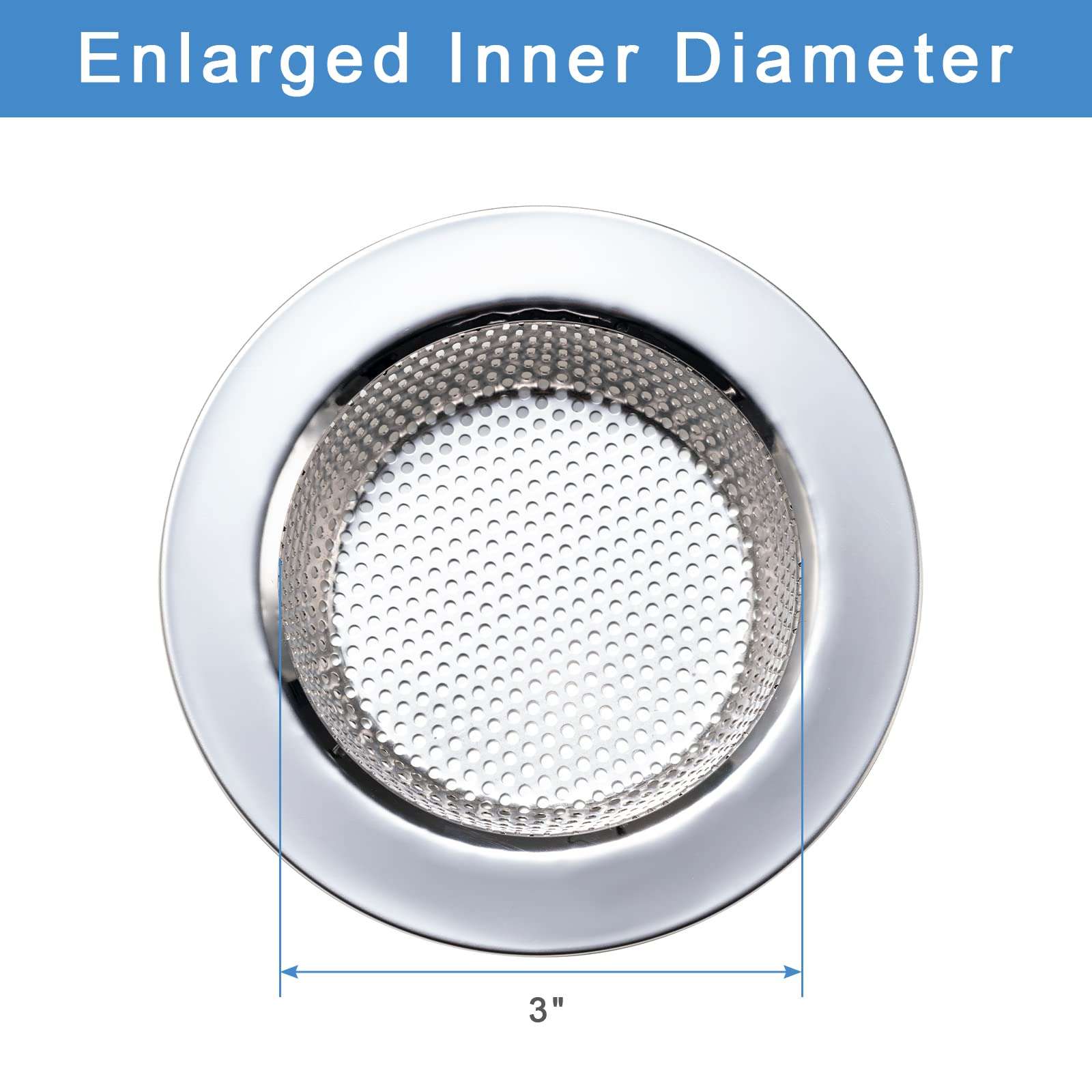 Honmein 2 Pcs Sink Strainer for Most Kitchen Sink Drain Basket, Upgraded Double-Layer Safe Design Kitchen Sink Strainer (Outer Diameter 4.5 Inch) - Image 5