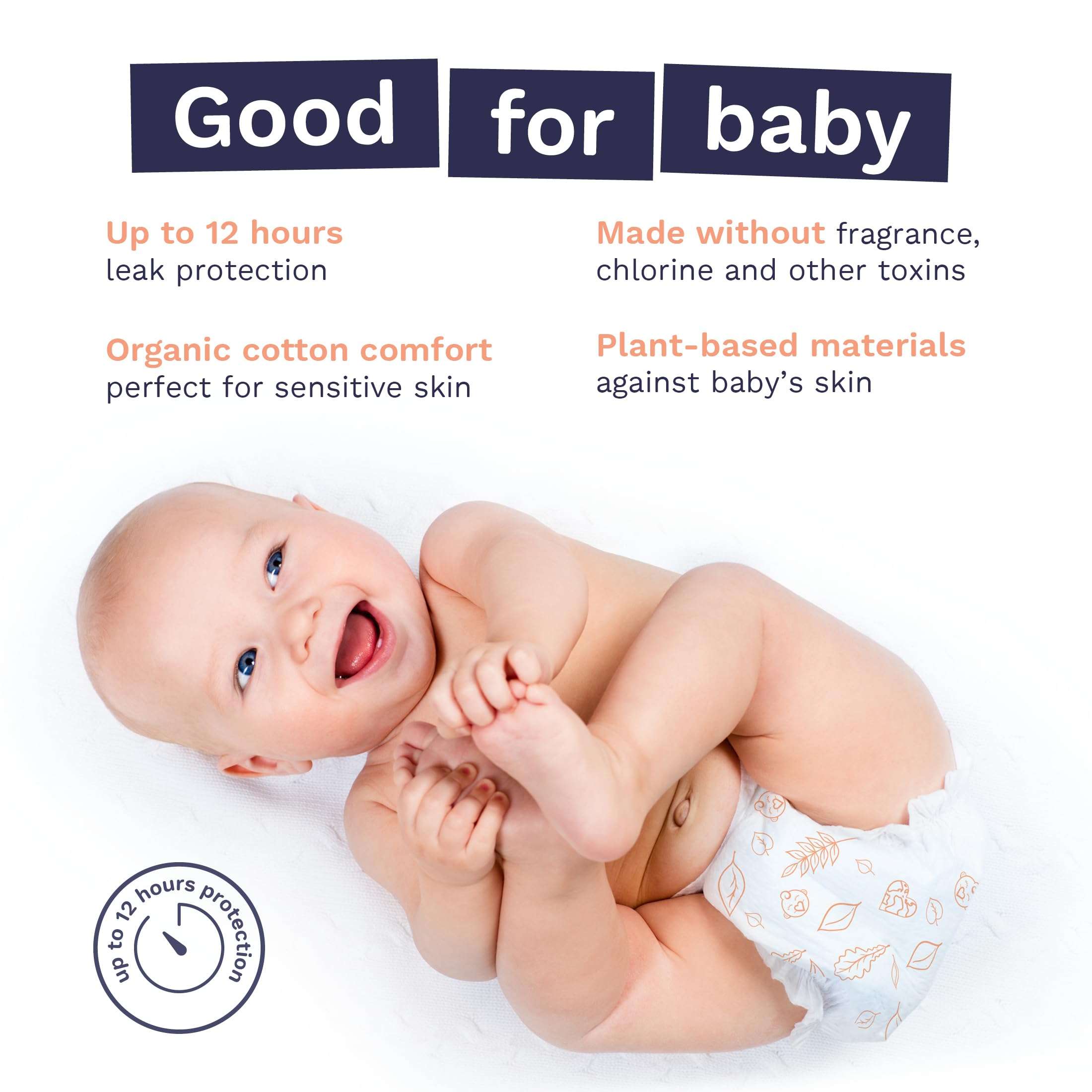 Pura Size 7 Eco-Friendly Diapers (33+lbs) Hypoallergenic, TCF, Soft Organic Cotton, Sustainable, up to 12 Hours Leak Protection, Allergy UK, Recyclable Paper Packaging, 6 Packs of 17 (102 Diapers) - Image 5