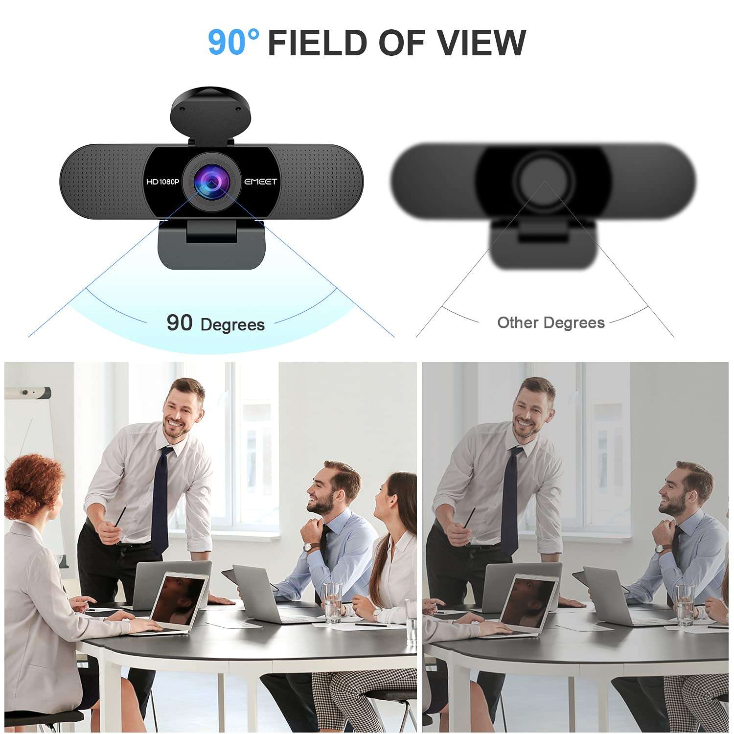 EMEET 1080P Webcam with Microphone, C960 Web Camera, 2 Mics Streaming Webcam, 90°FOV Computer Camera, Plug and Play USB Web Cam for Online Calling/Conferencing, Zoom/Teams/Facetime/YouTube, Laptop/PC - Image 5