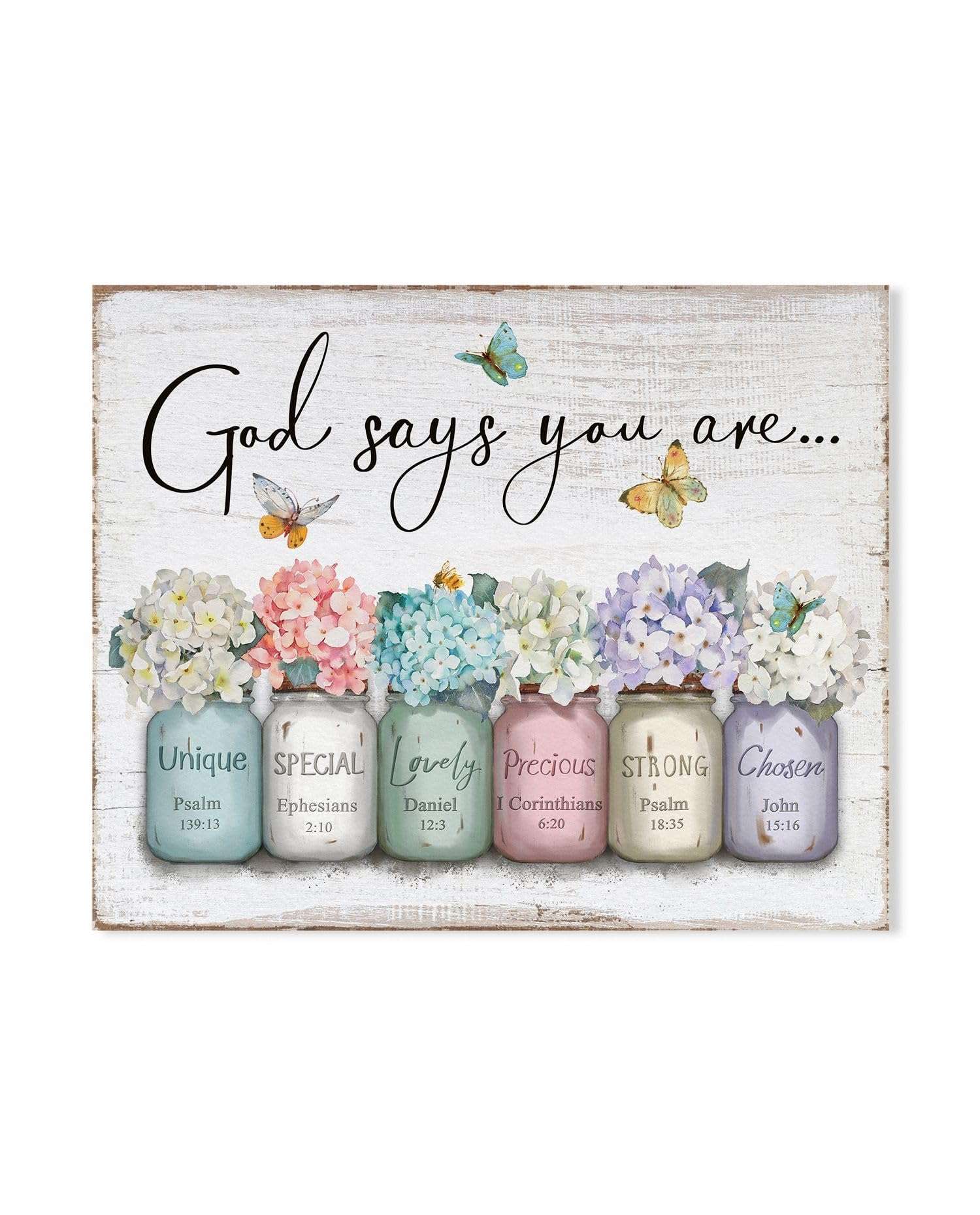 Inspirational Bible Verse Wall Art: God Says You Are Wall Sayings Flowers in Mason Jar Picture Print Christian Gift Quotes Poster for Women Girl Bedroom Decor 12" x 15" - Image 9