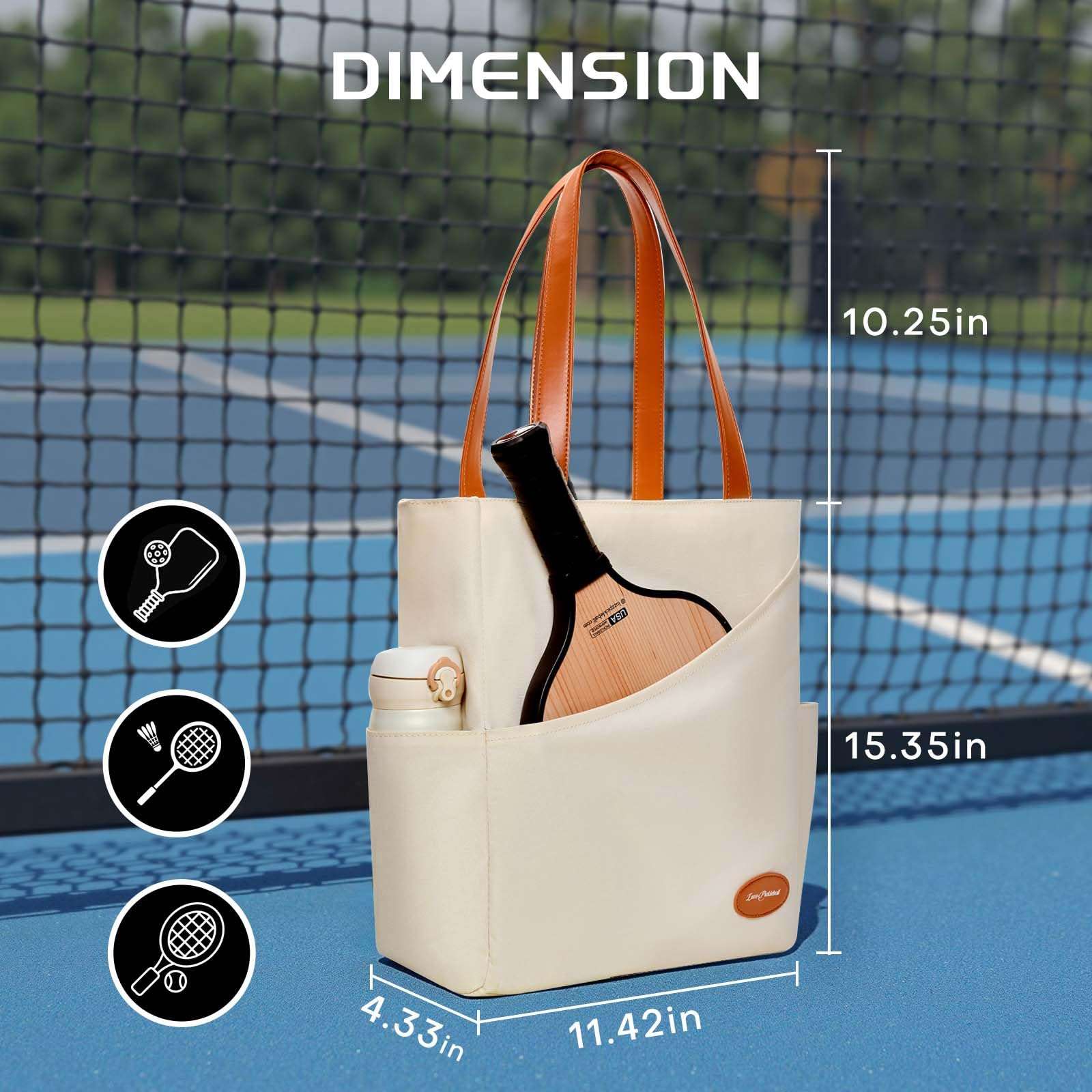 LUZZ Pickleball Tote Bag for Women with Pickleball Handbag 2 Paddle Compartment Front and behind Pockets Fashion Sport Tote - Image 6