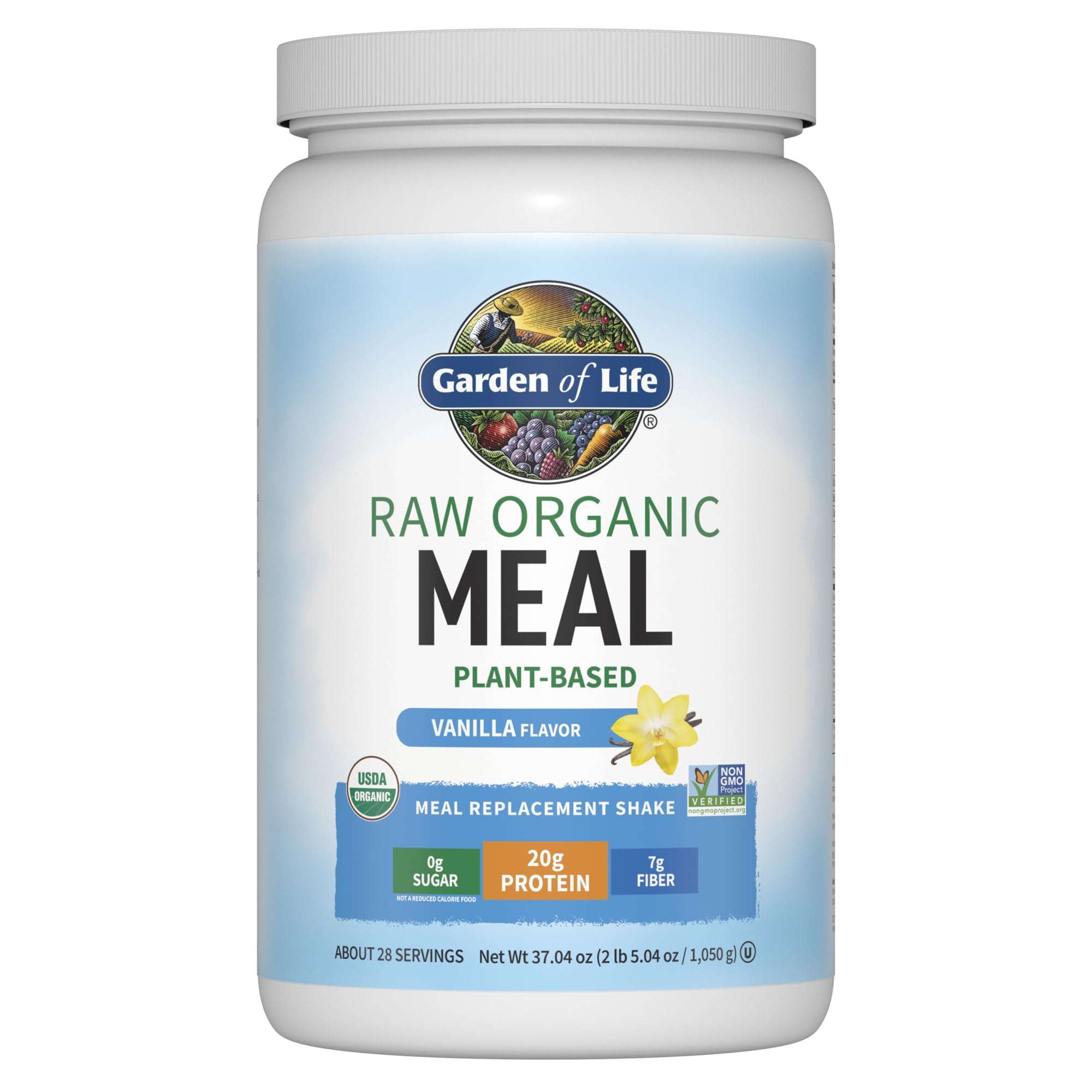 Garden of Life Meal Replacement Shakes, Raw Organic, Vanilla Protein Powder with Plant Based Pea Protein, Sprouts, Greens, Probiotics, Dairy Free 28 Servings - Image 1