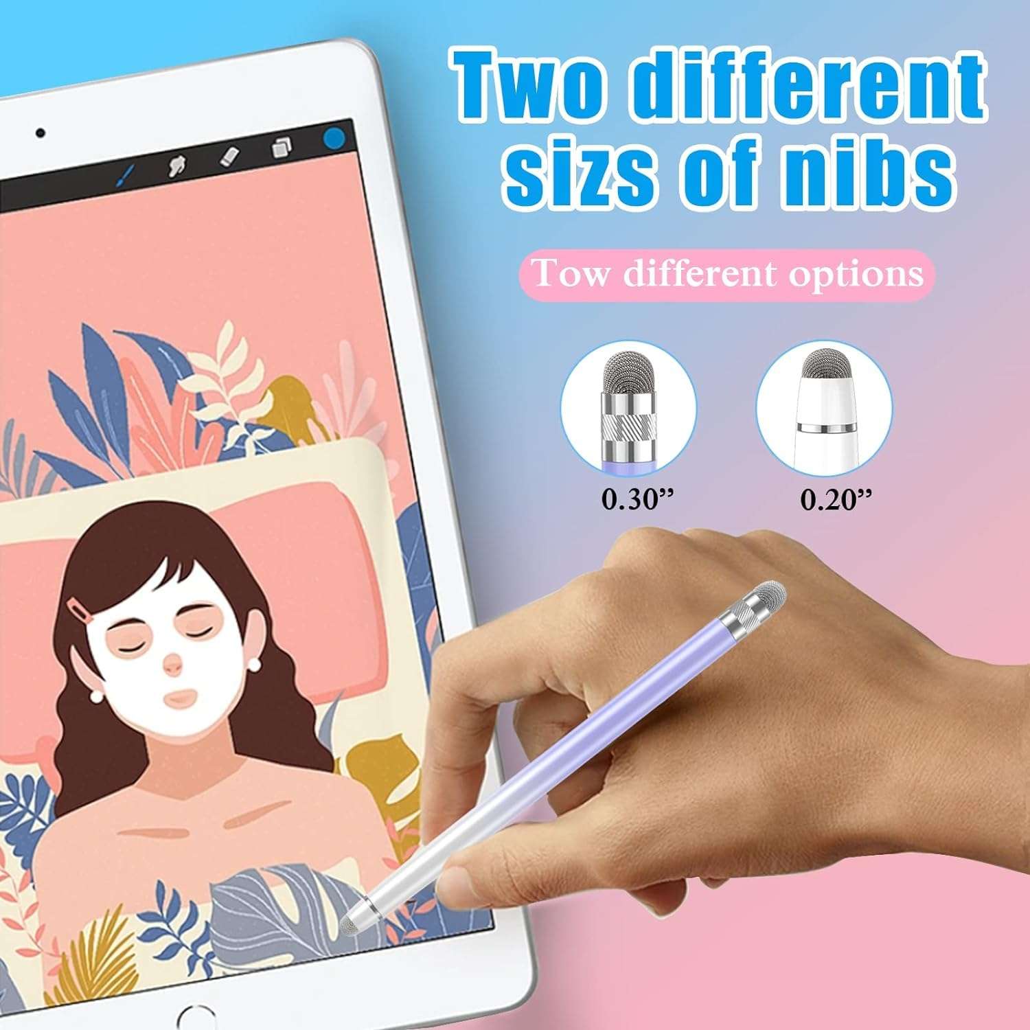 2PCS Stylus Pens for Touch Screens,Stylus Pen for iPhone/iPad/Tablet Android/Microsoft Surface,Compatible with Touch Screens(White Pink/White Purple) - Image 5