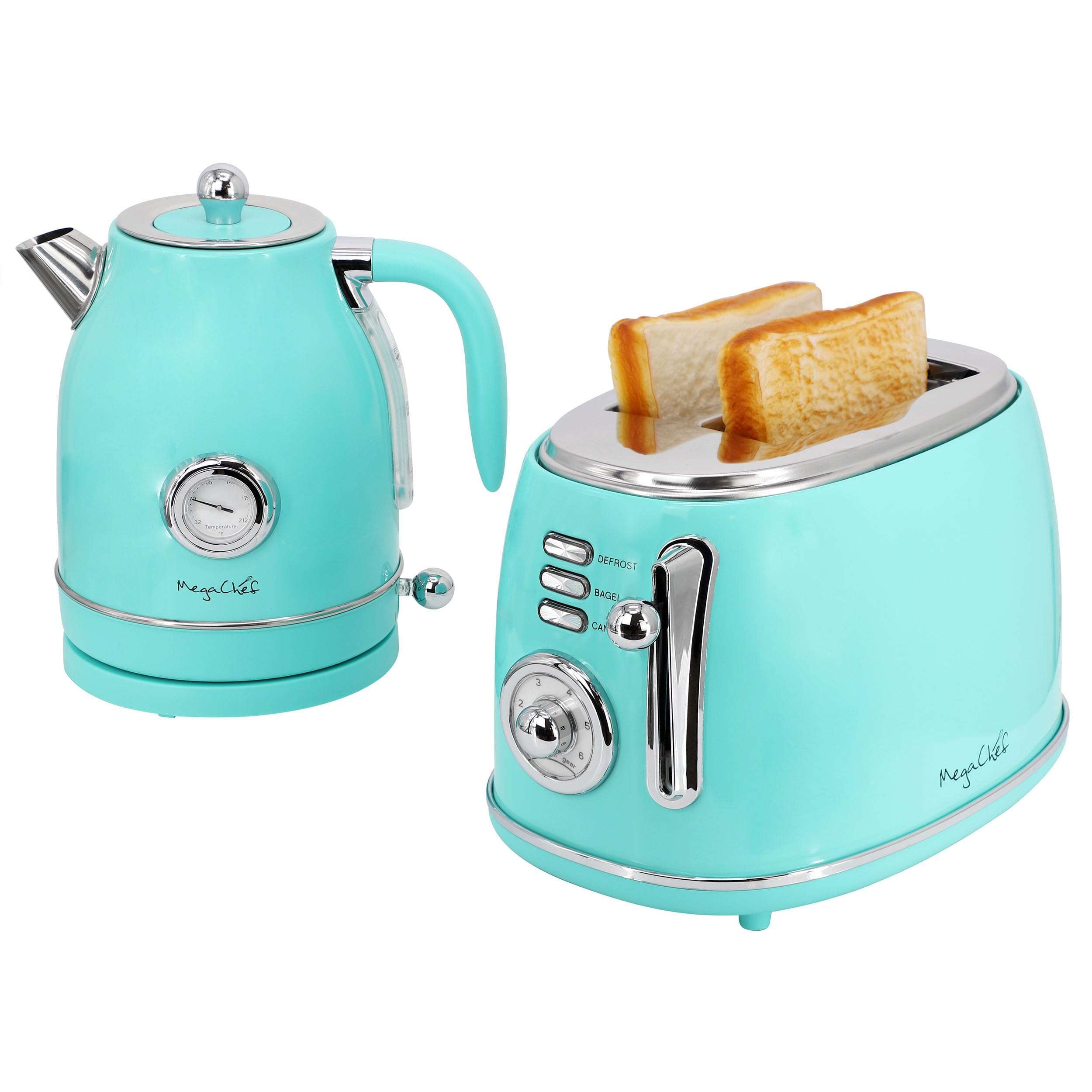 MegaChef 1.7 Quart Electric Tea Kettle and 2 Slice Toaster Combo (Turquoise) - Image 3