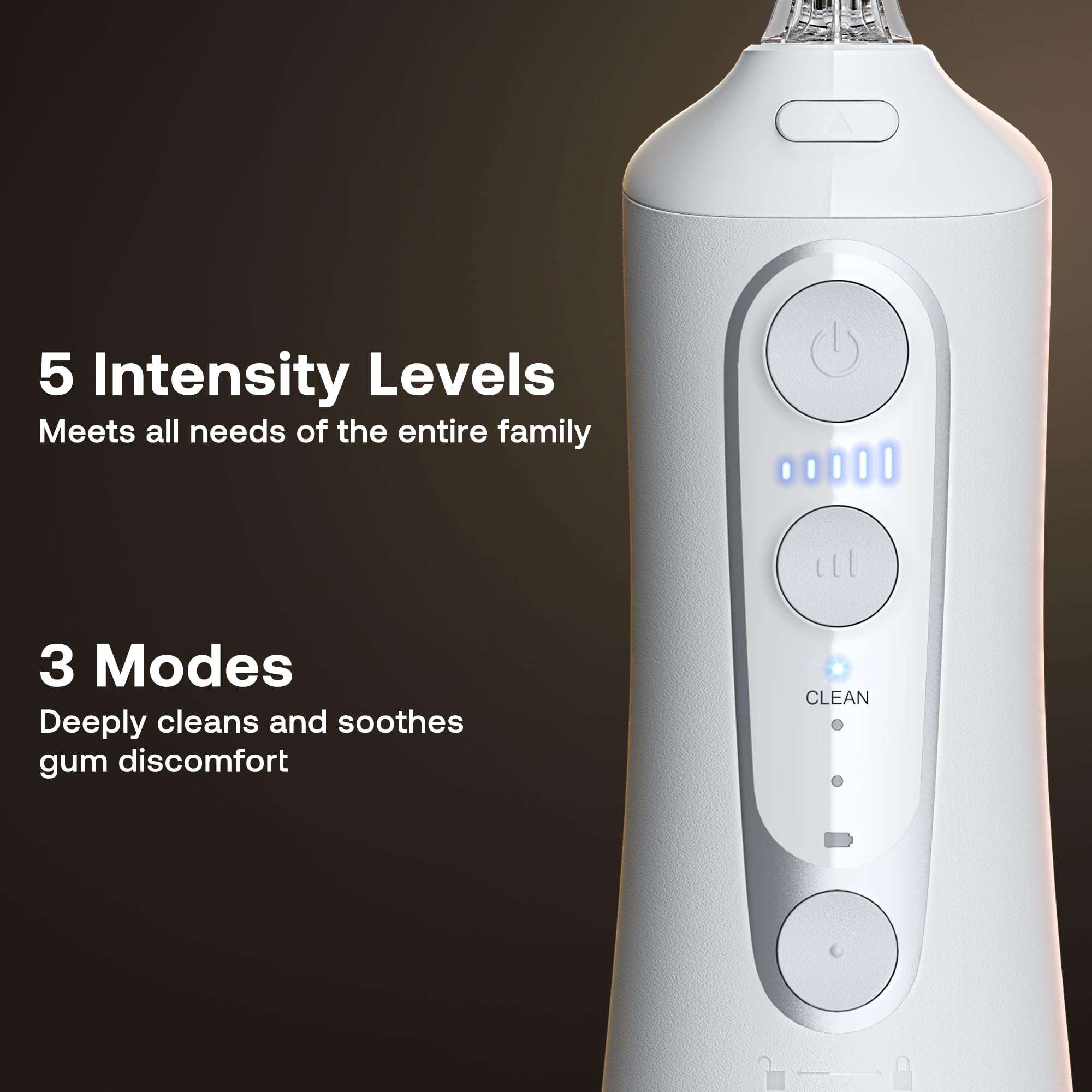 Bitvae Water Dental Flosser Teeth Pick, Cordless Flosser for Travel with 6 Jet Tips, 3 Modes 5 intensities, IPX7 Waterproof Portable & Rechargeable Oral Irrigator Cleaner, White - Image 4