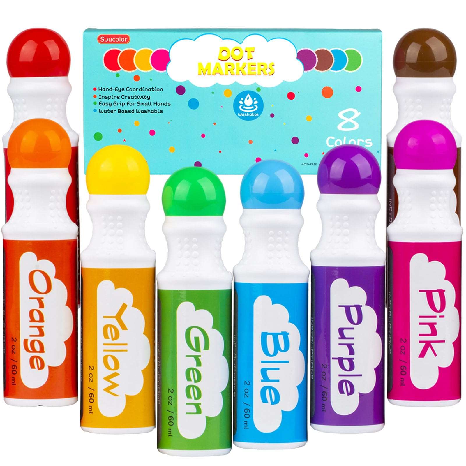 Dot Markers for Toddlers Kids Preschool, Bingo Daubers Washable Art Markers 8 Colors, Toddlers Arts and Crafts Supplies, Kids Painting Drawing Coloring Supplies, Dot Paint Craft Kit Preschool Learning - Image 1