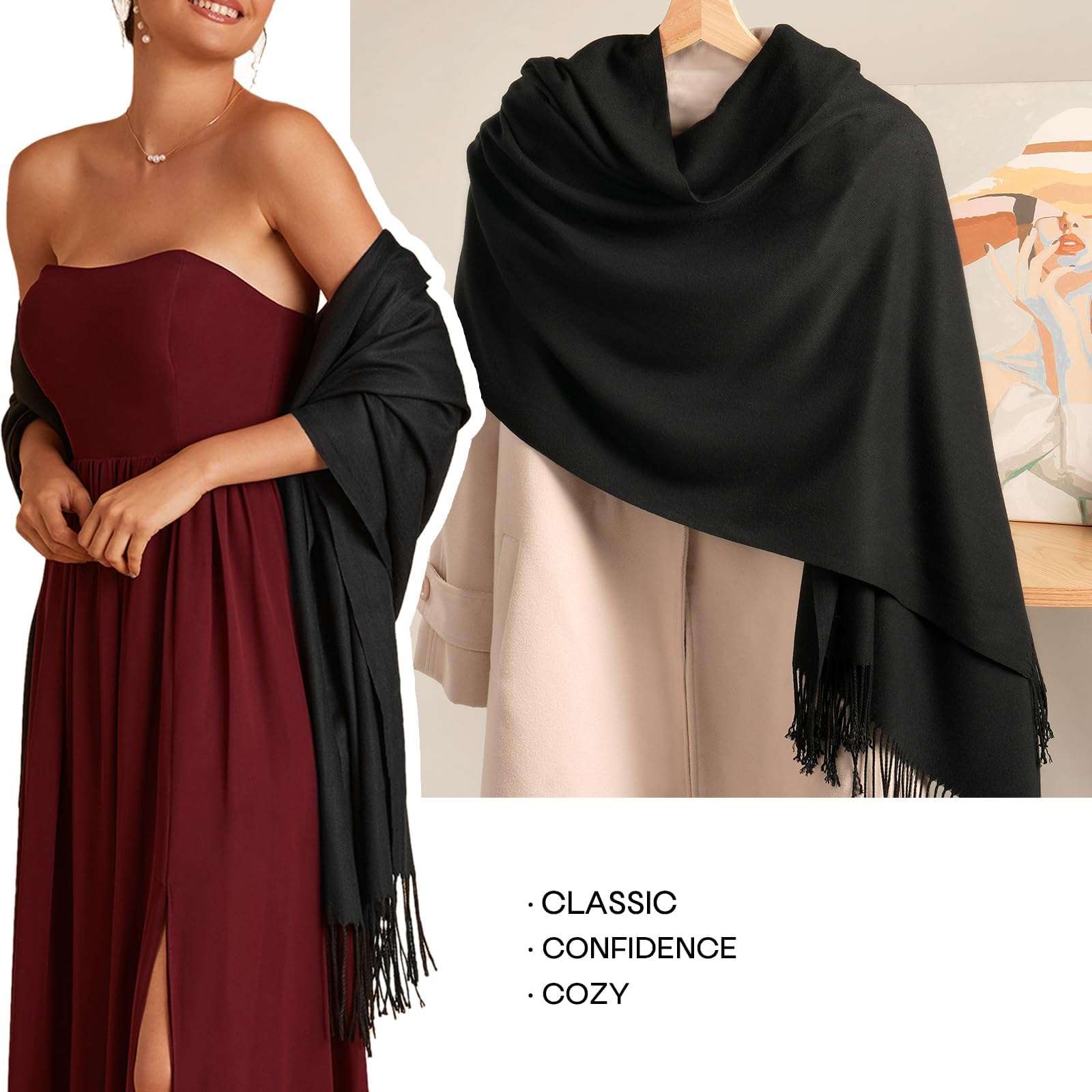FURTALK Pashmina Shawls and Wraps for Evening Dress Women's Scarf Wedding Bride Bridesmaid Gifts Winter Scarves - Image 2